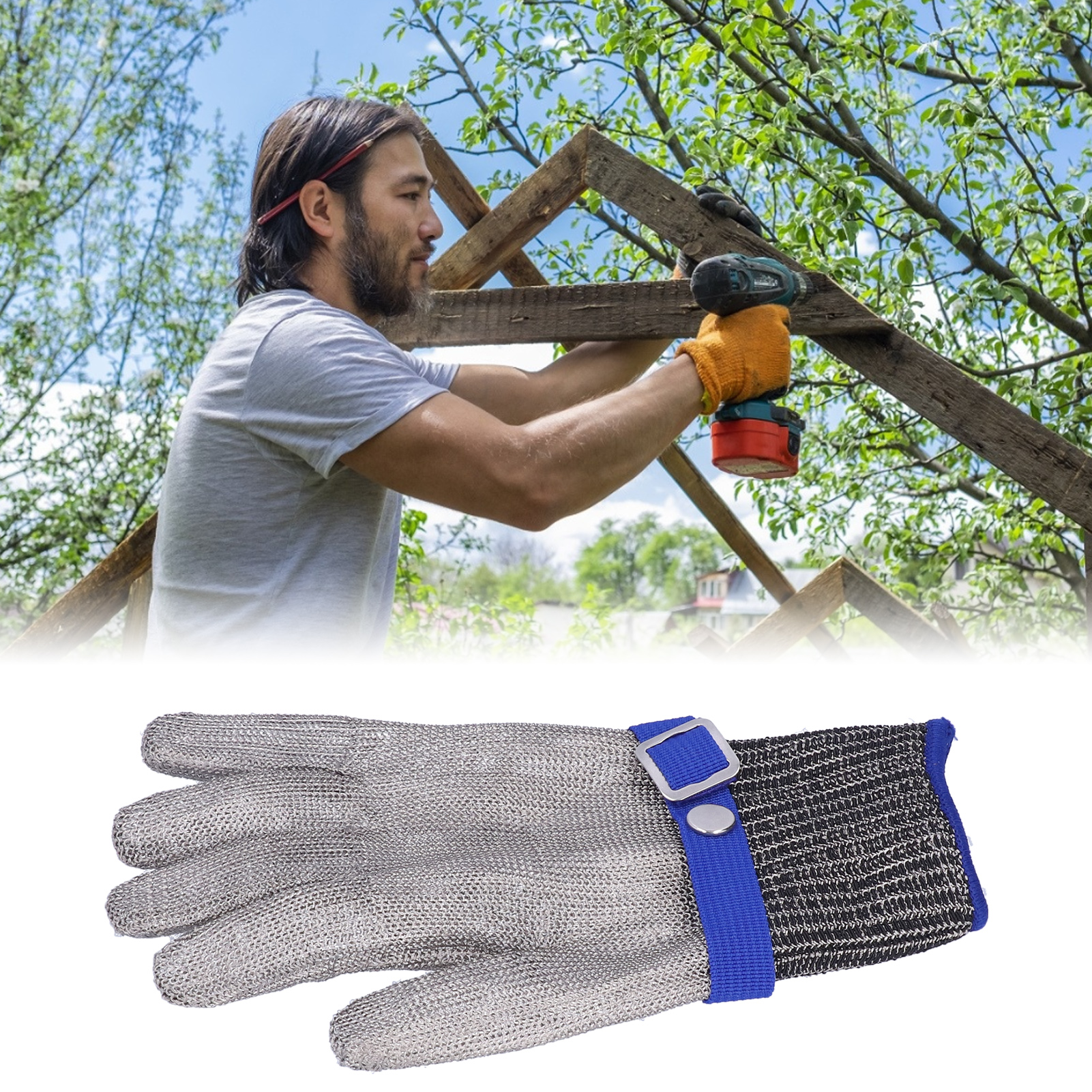 Schnittfeste, Gewebte Und Metallische Handschuhe, Schutzklasse 5, Aus Edelstahldraht