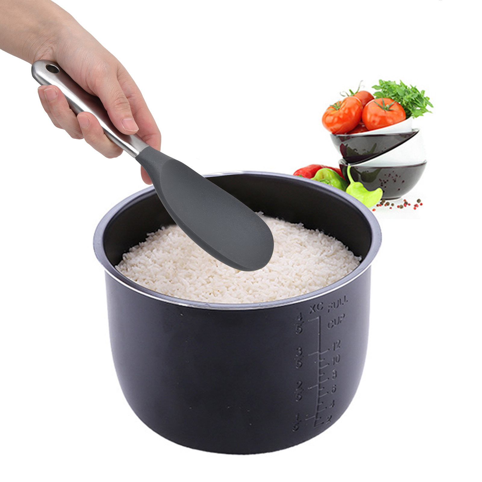 Weicher Silikon-reislöffel Mit Hohlem Edelstahlgriff, Silikon-küchenutensilien, Reisspatel