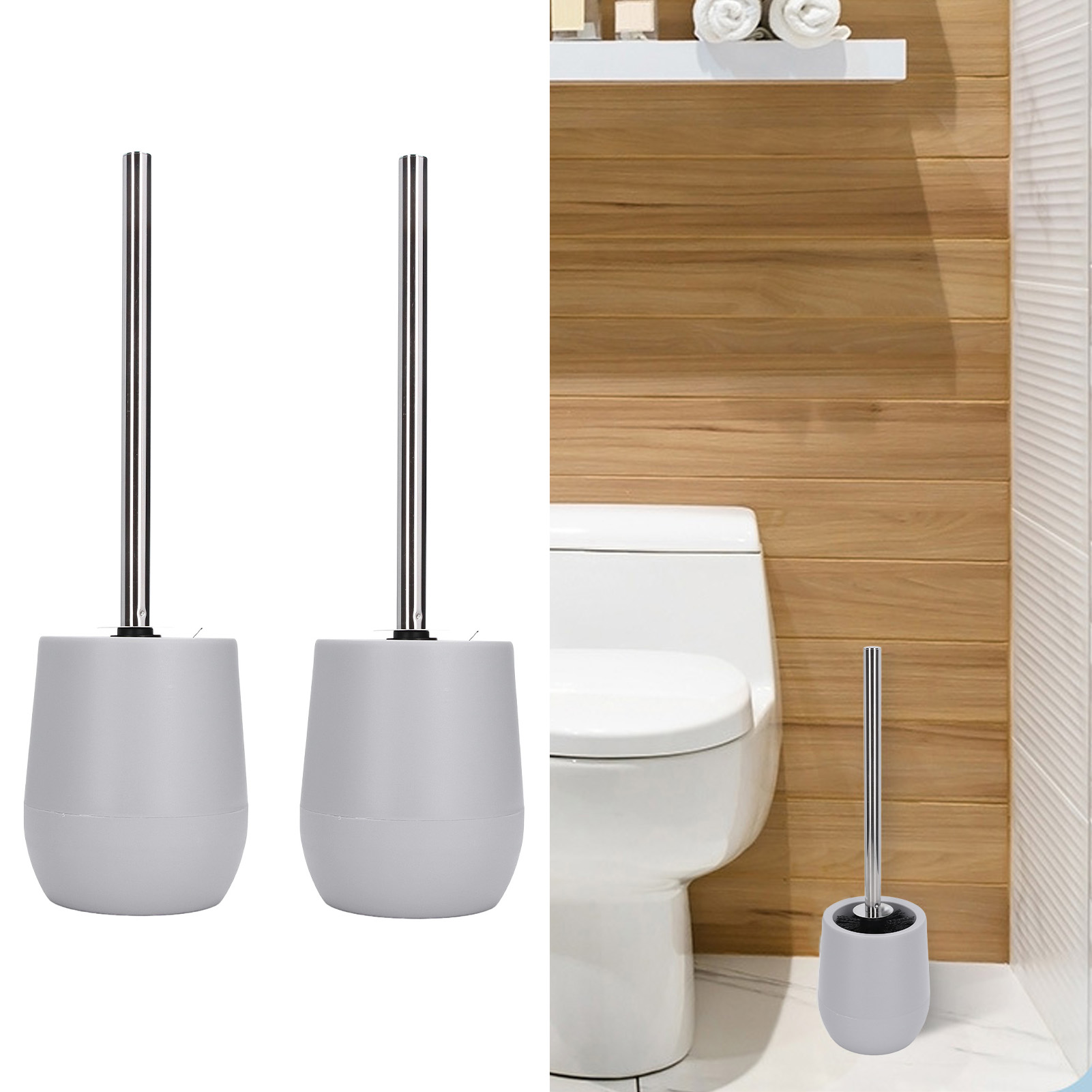 Kreative Toilettenbürste Im Nordischen Stil Mit Sockel, Grau.