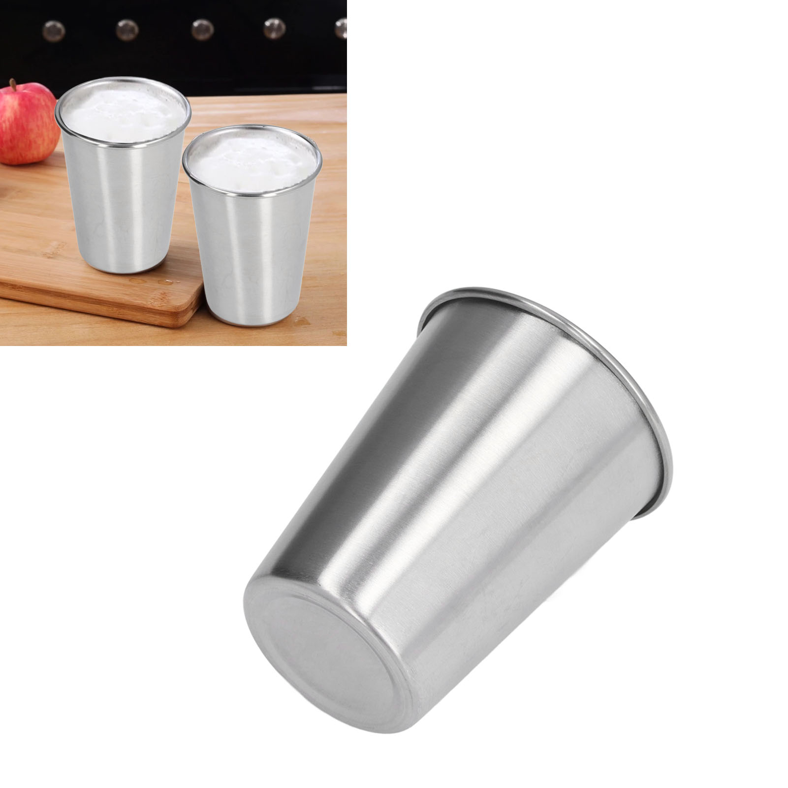 Tragbarer 350-ml-becher Im Industrie- Und Nordischen Stil Mit Deckel, Stoßfest, Ideal Für Kalte Getränke, Bier, Wasser Und Säfte, Aus Edelstahl.