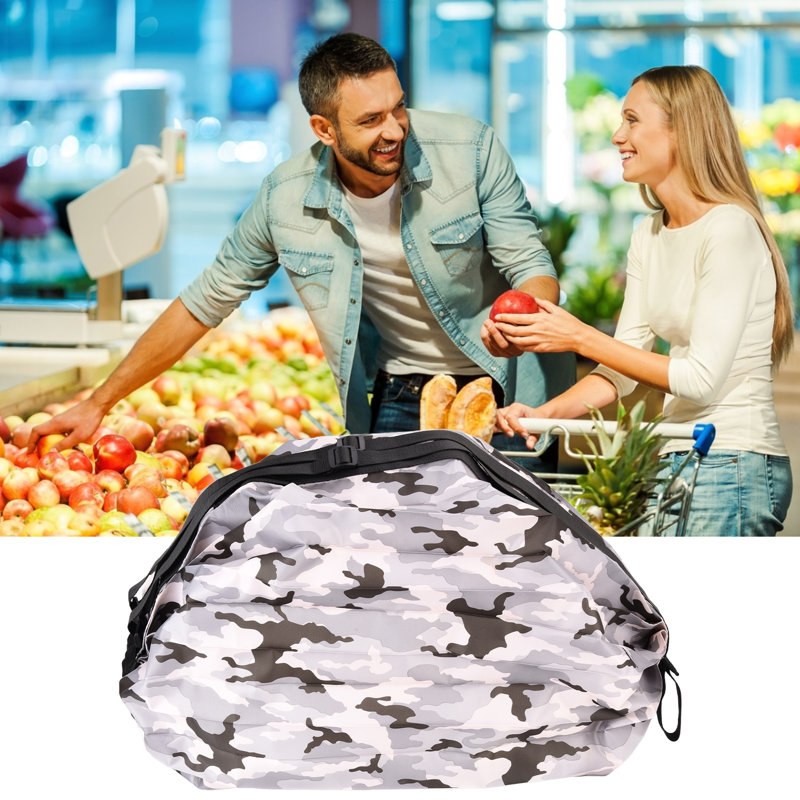 Faltbarer, Wasserdichter Japanischer Polyester-reiserucksack/einkaufstasche, Großes Fassungsvermögen, Akkordeon-typ, Graue Tarnfarbe.