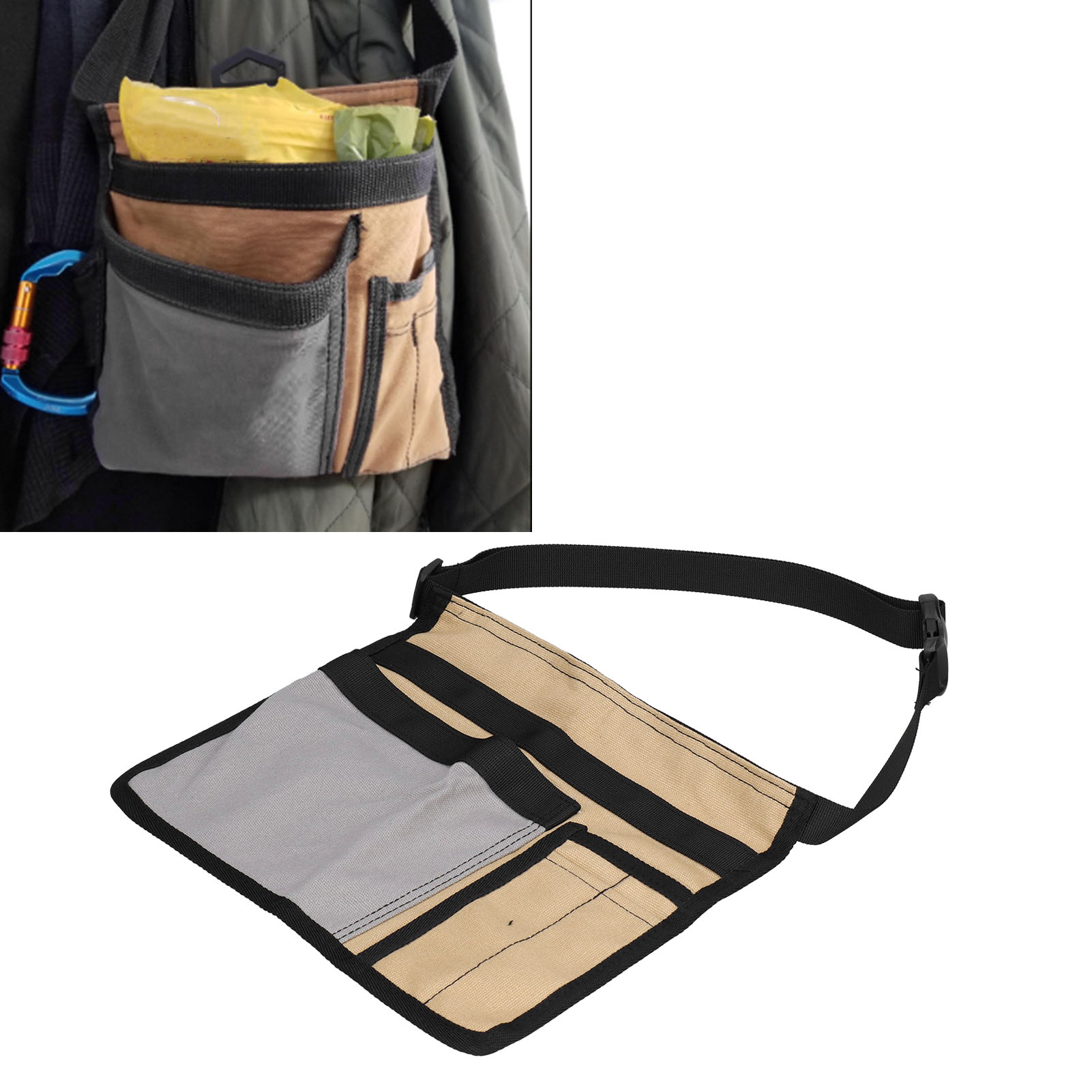Leichte Gürteltasche Aus Canvas Mit Mehreren Fächern Für Outdoor-aktivitäten, Werkzeugtasche Für Elektriker, Gartengeräte, Werkzeugaufbewahrungstasche, Grau Und Khaki