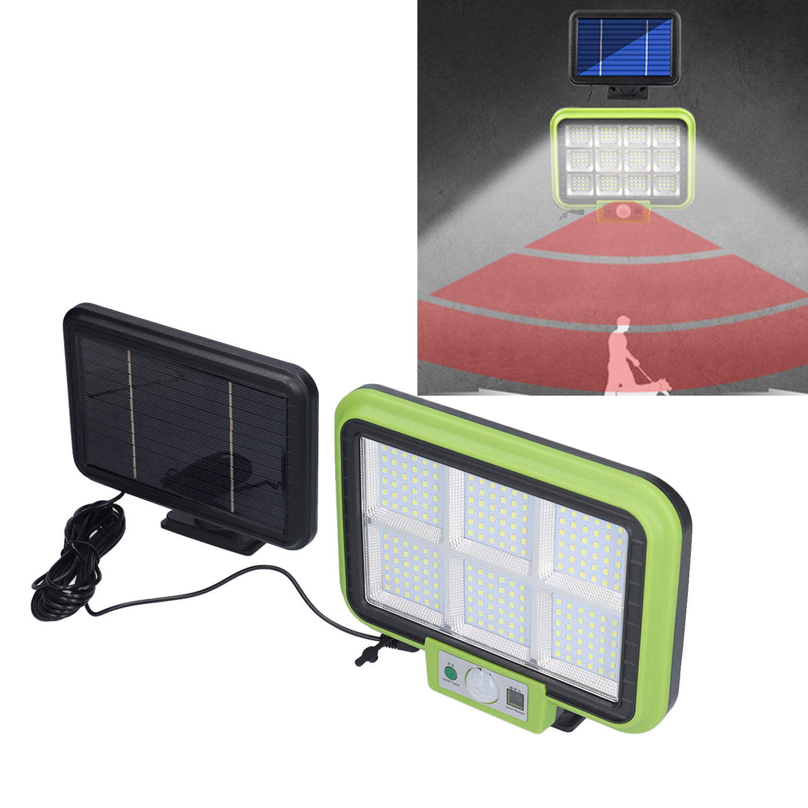 Led-solarfluter Mit Zwei Strahlarten, Bewegungssensorische Hofwandleuchte, Wasserdichter Außenlaternenmast.