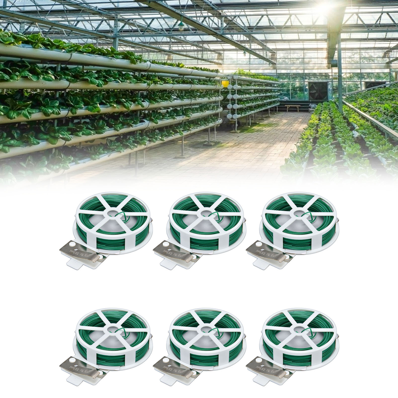 Set Mit 6 Grünen Gartenbindern, Draht Für Kletterpflanzen, Blumenstützen, Rankgitter Und Dekoration. Grüne Binder Zum Selbermachen.
