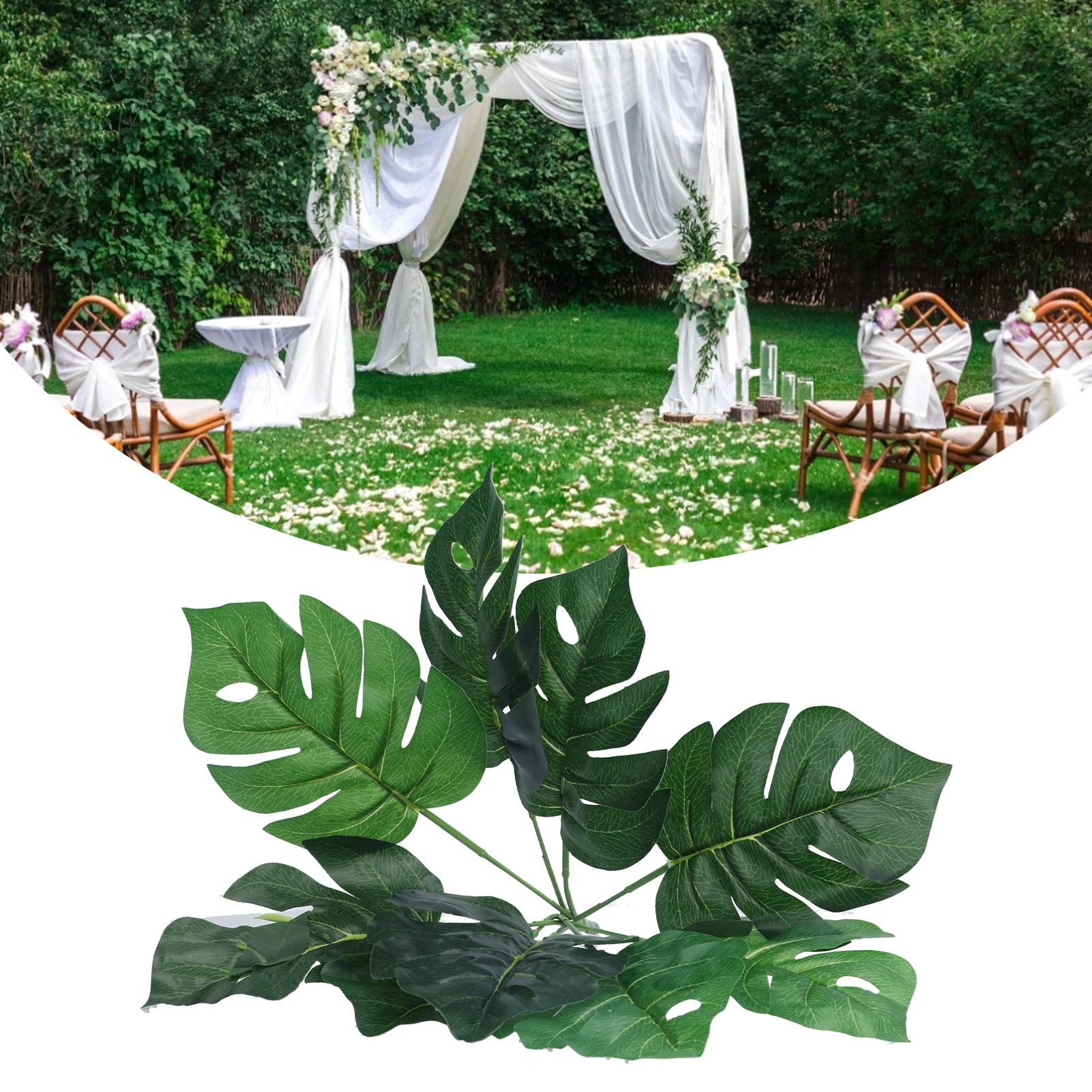 Selbstgemachte Requisite Für Studiofotografie Mit Einem Simulierten Neunköpfigen Monstera Deliciosa-blatt