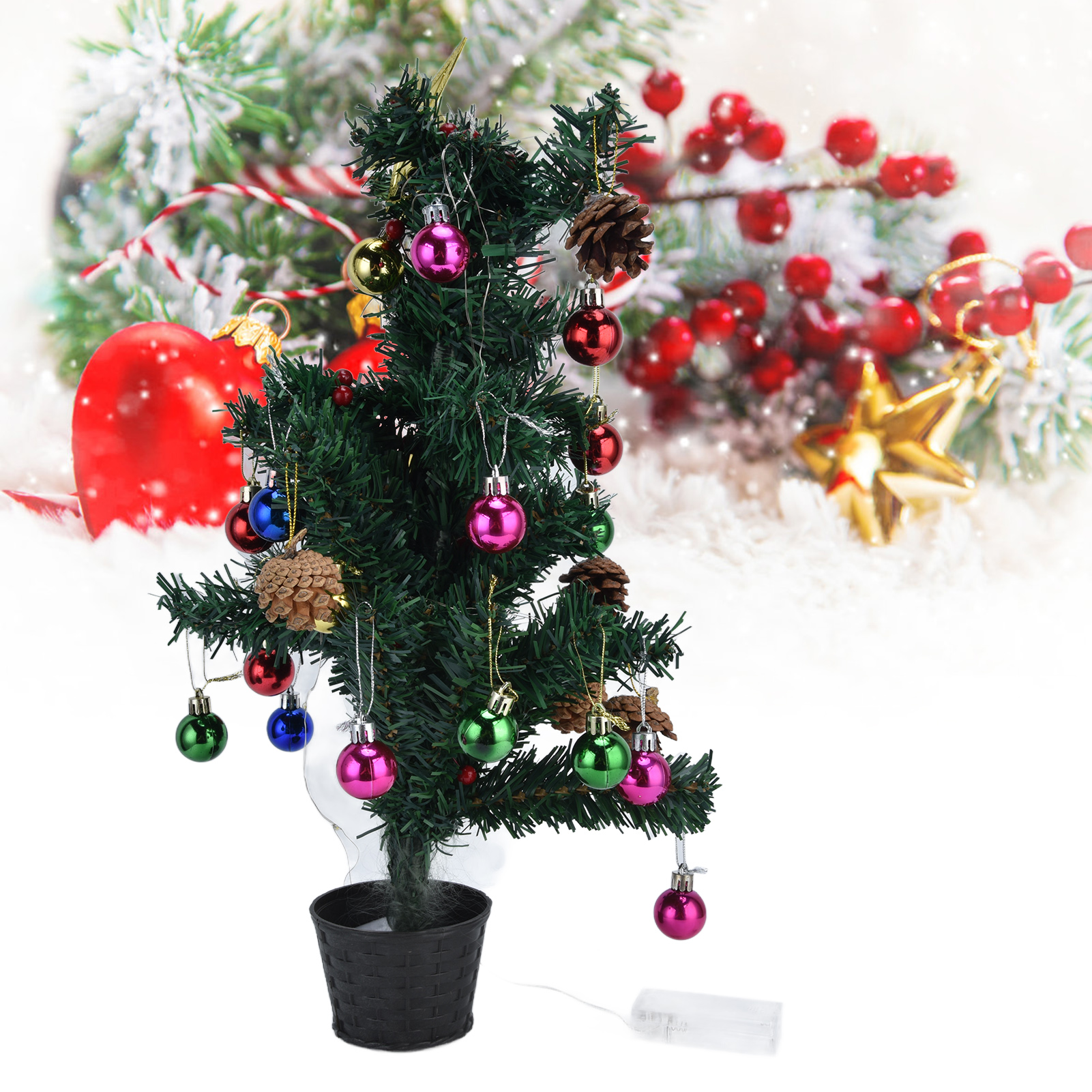 Beleuchteter Weihnachtsbaum Mit Dekoration, Weihnachtsgeschenk Fürs Büro, Robuste Mini-weihnachtsdekoration