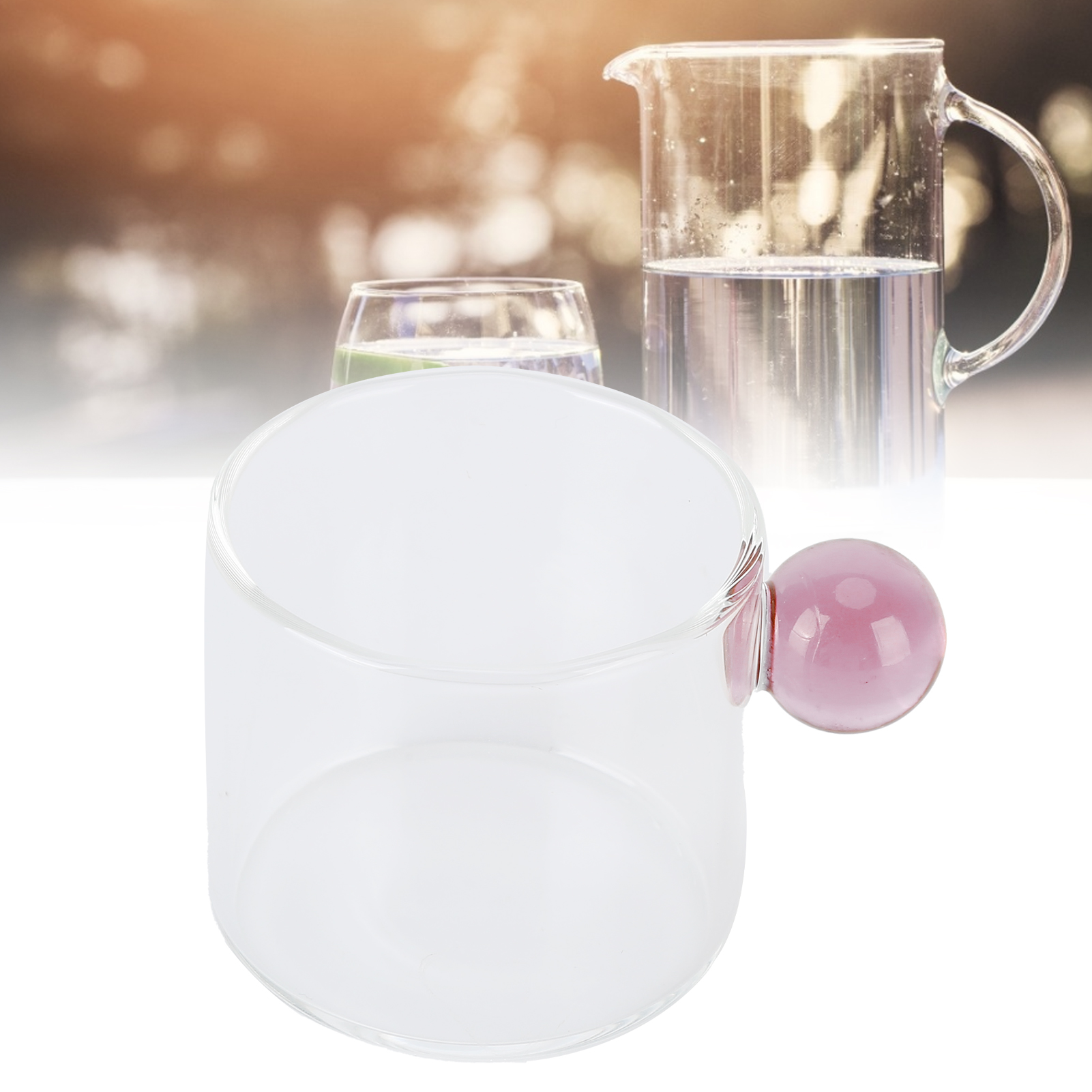 Farbige Glas-kaffeetasse, Teeservice, Hitzebeständig, Für Den Bürogebrauch Geeignet, Hitzebeständig, Mundgeblasen, 120 Ml, Rosa Henkel.