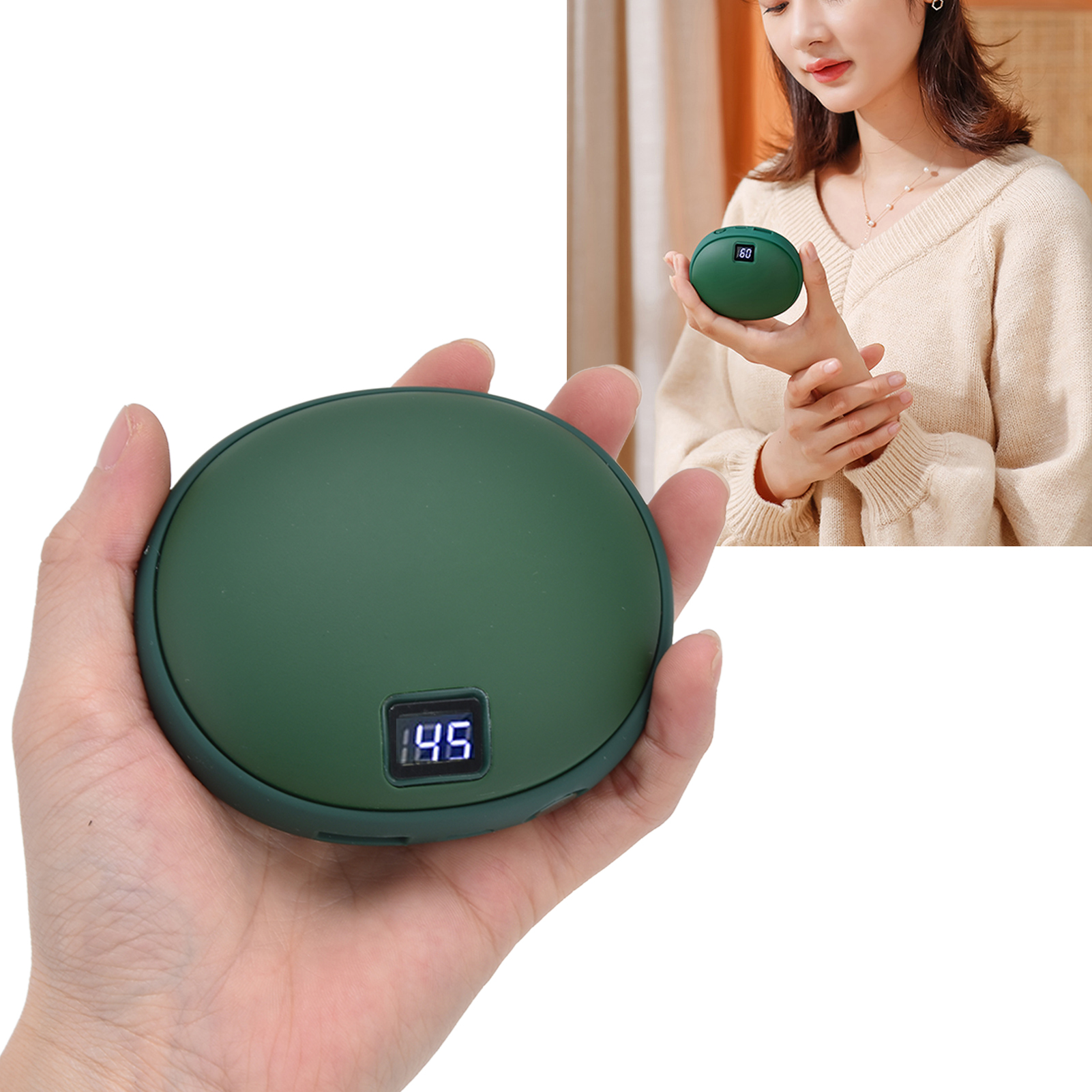 Tragbarer, Doppelseitiger Mini-handwärmer Mit Großer Kapazität Von 10000mah, 2-in-1-handwärmer, Usb-aufladbar, Umweltfreundlich.