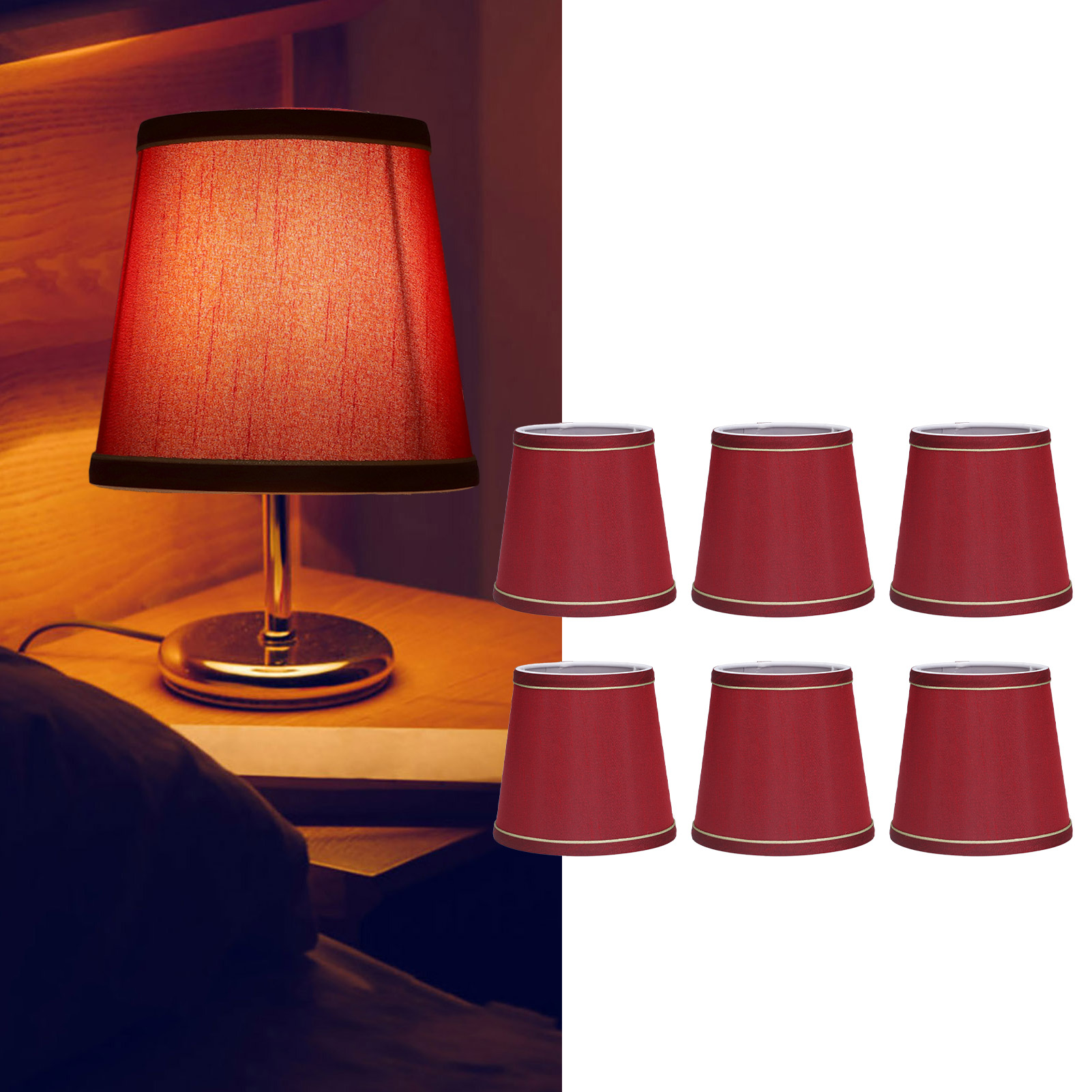 Stofflampenschirm, Moderner Minimalistischer Stil, Hellblau, Bordeauxrot/dunkelgrün, Goldrand, Geeignet Für E14-kerzenlampen, Stehlampen, Tischlampen, Pendelleuchten, Wandleuchten, Bordeauxrot.
