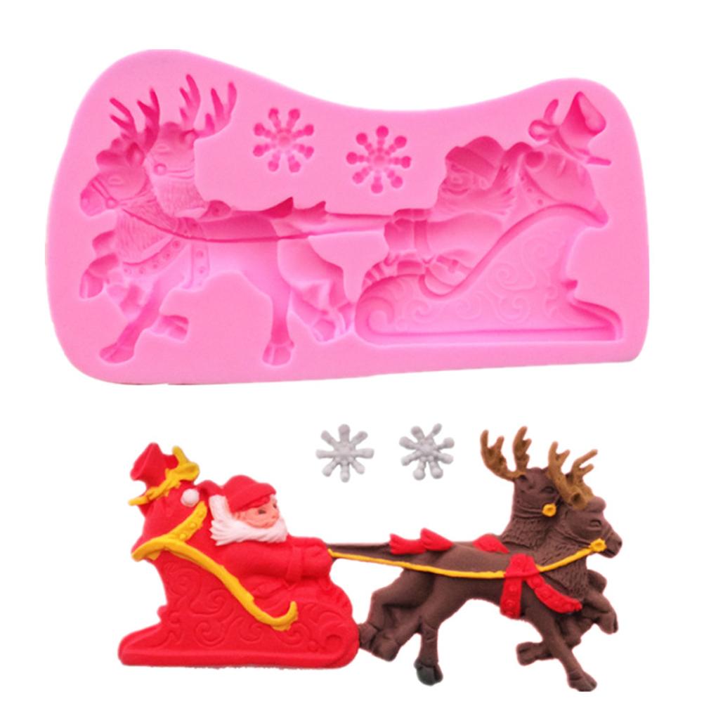 Silikonform Für Fondant-weihnachtstorte, Weihnachtsmann- Und Rentier-motiv (farbe Zufällig)