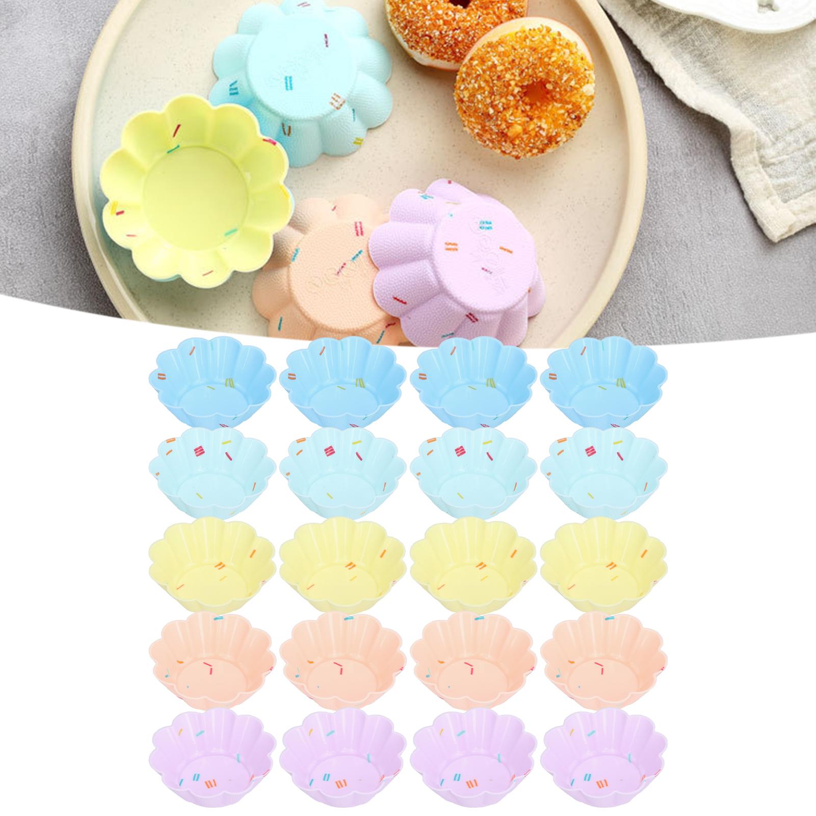 20-teiliges Silikon-kuchenform-set, Weiße Agar-agar-gelee-puddingform, 10-blättriges Blumen-set (20-teilig)