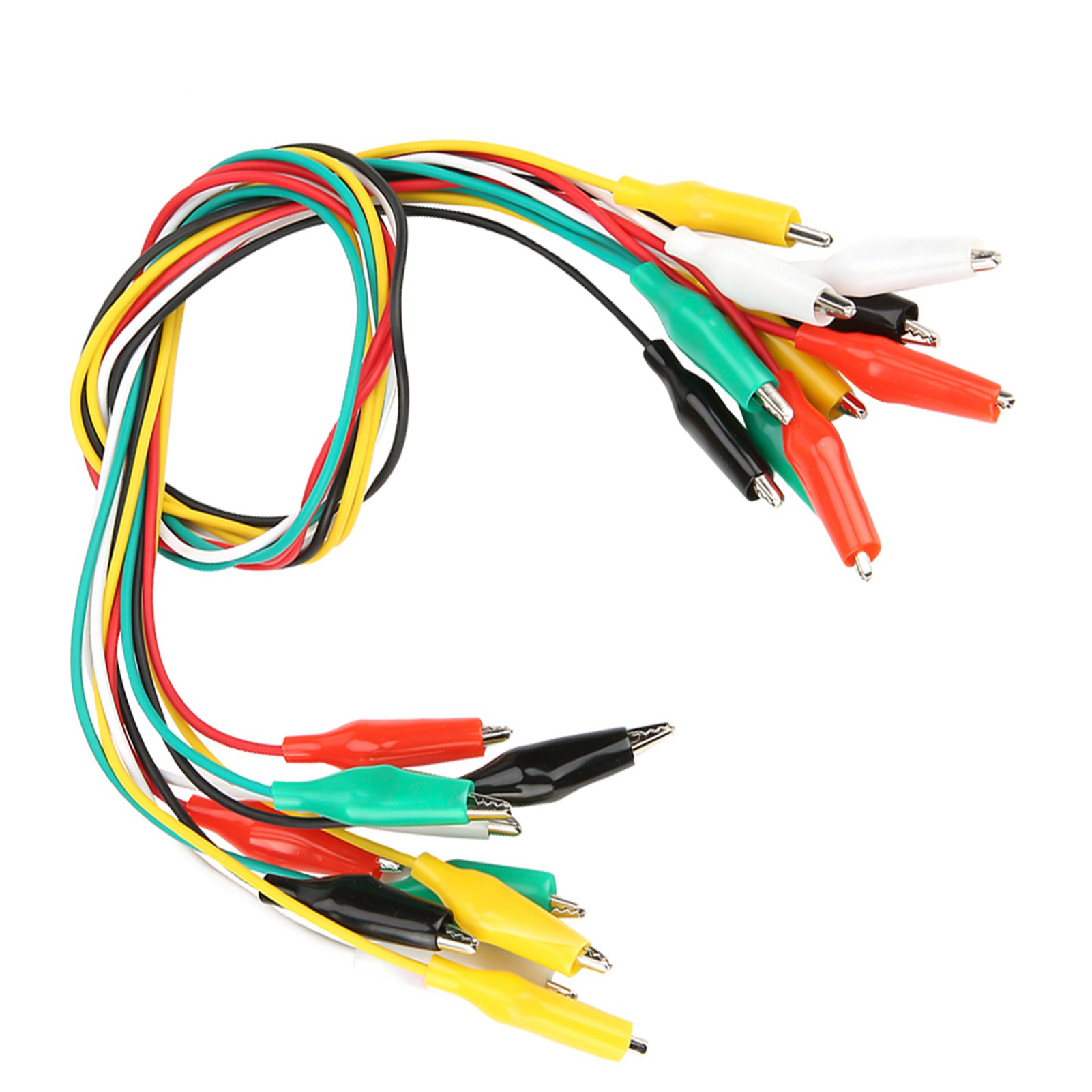 Prüfkabel Mit Krokodilklemmen, 10 Adern In 5 Farben, 50 Cm Lang.