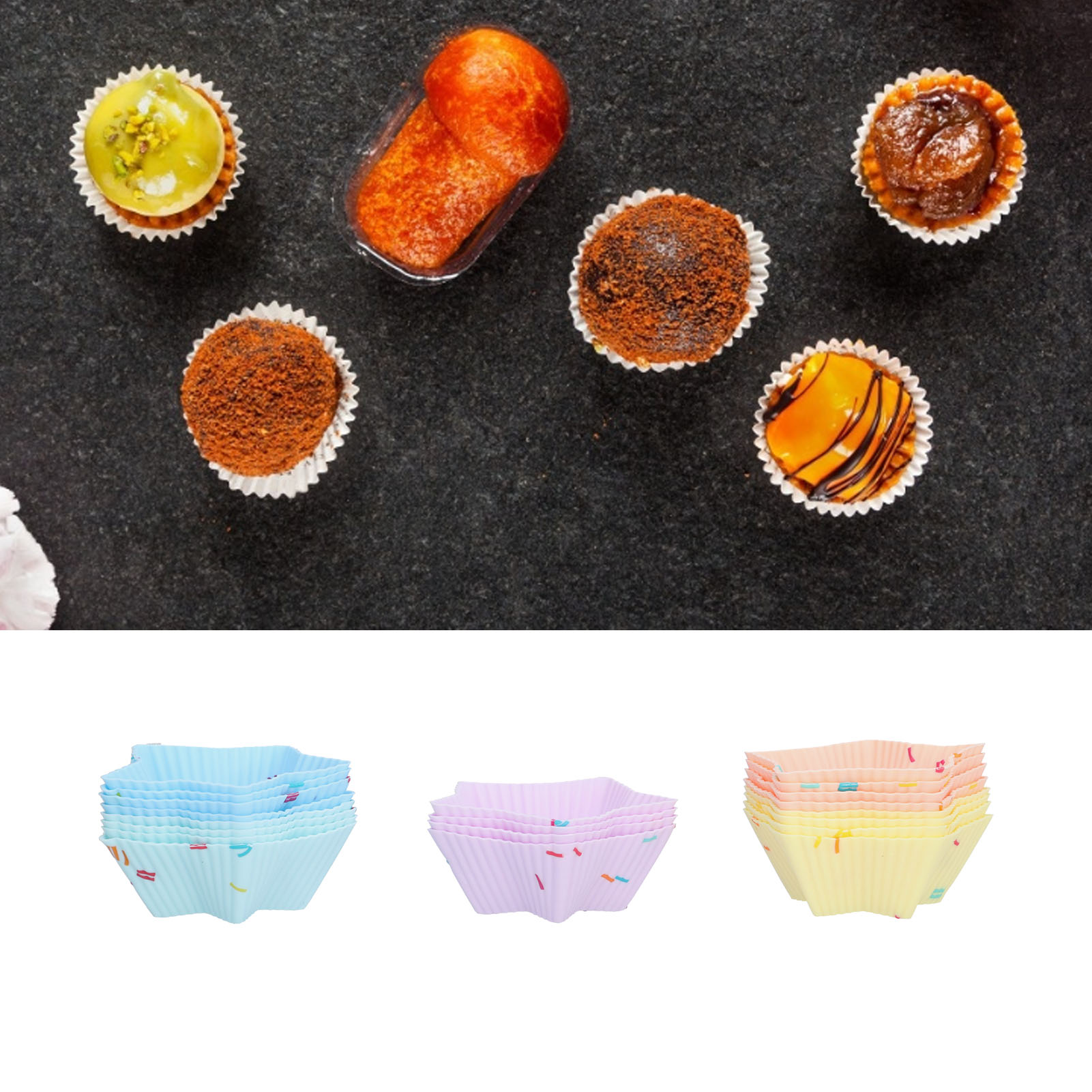 20-teiliges Silikon-muffin-set, Weiße Wackelpuddingform, Sternenset (20-teilig)