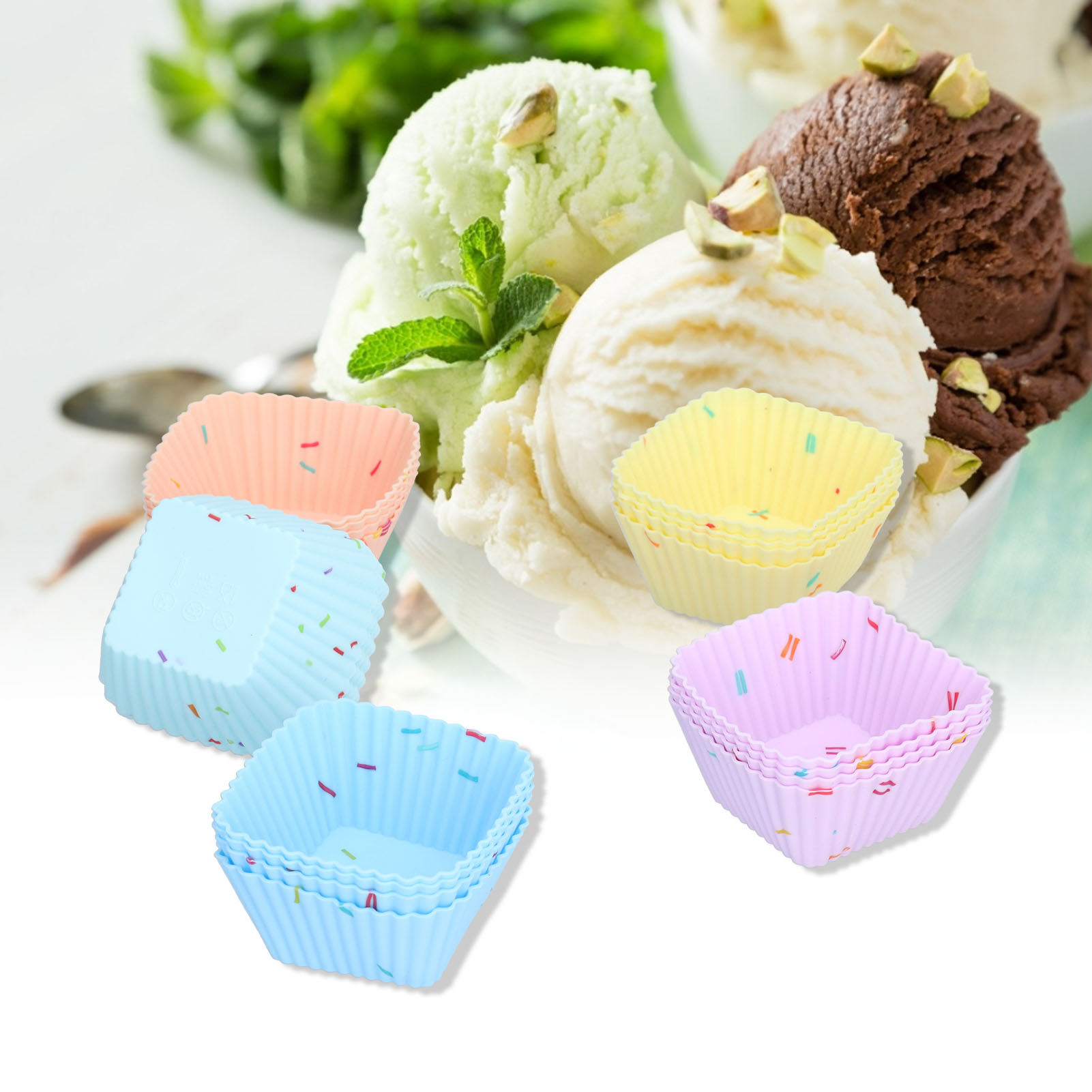 20-teilige Mini-cupcake-form, Weiße Quadratische Form Für Agar-agar-geleepudding