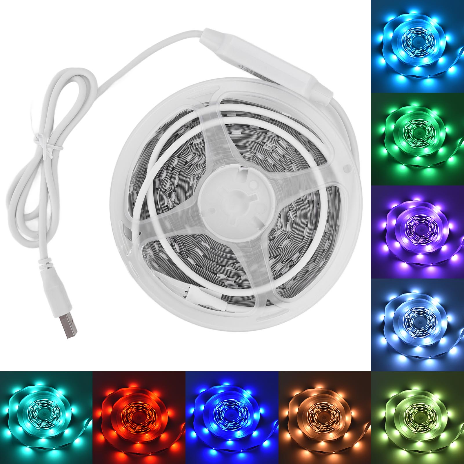 5 M Rgb-led-streifen, 5-v-usb-netzteil, Sprach- Und Musiksteuerung, Mehrfarbige Leds, Bluetooth-led-streifen-set