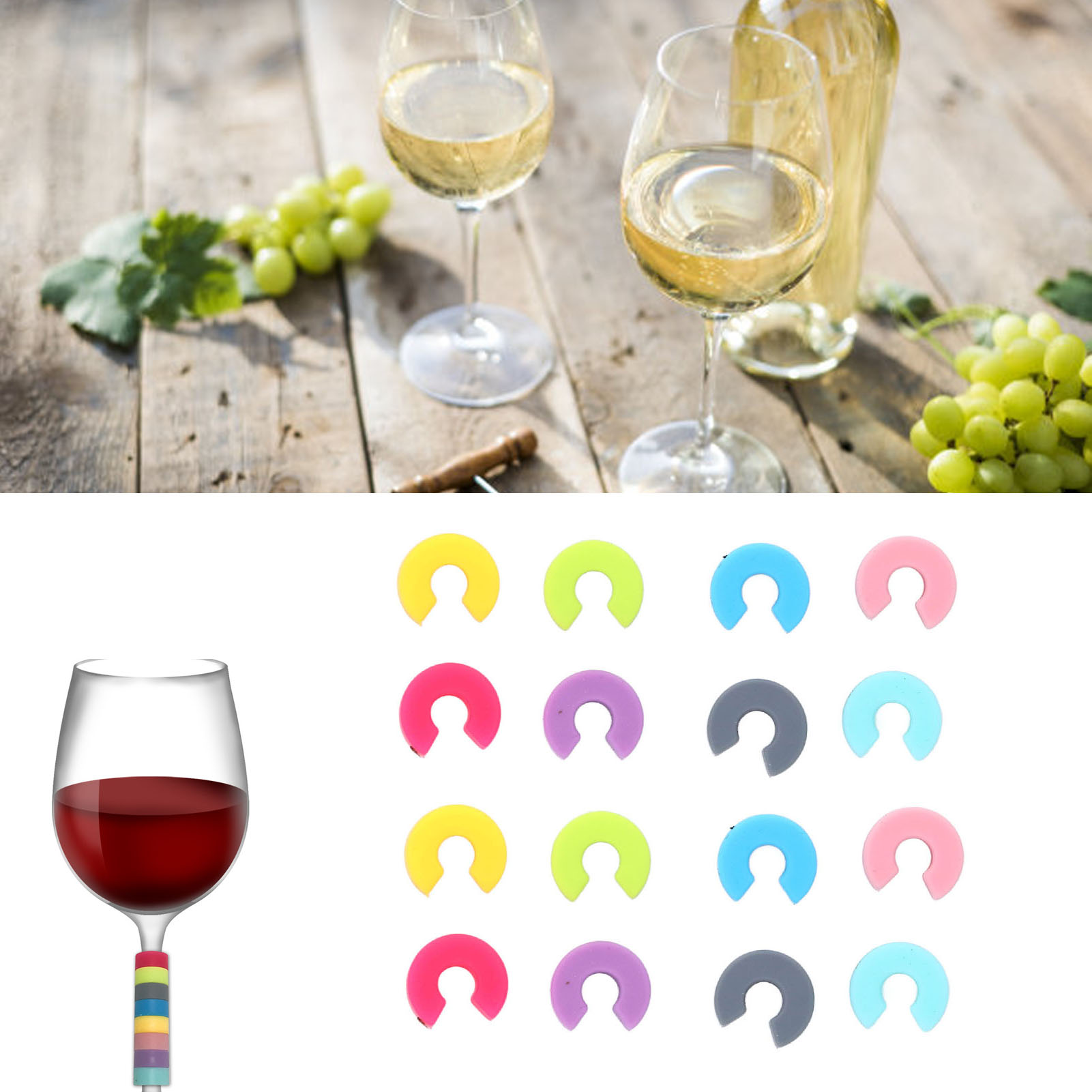 16 Kreative Silikon-schlaufenetiketten Für Weingläser – Ideal Für Partys