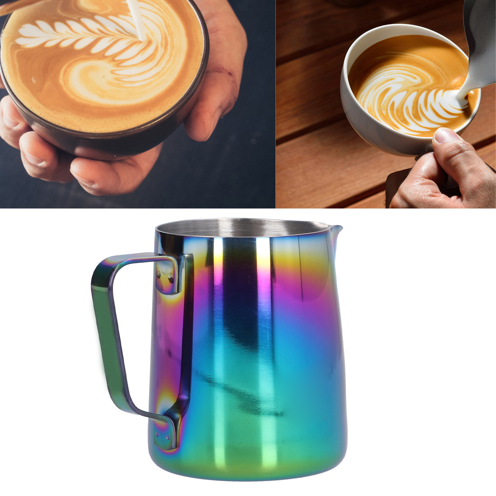 350 Ml Cappuccino- Und Latte-art-tasse Aus Dickem Edelstahl, Italienischer Stil, Farbig.