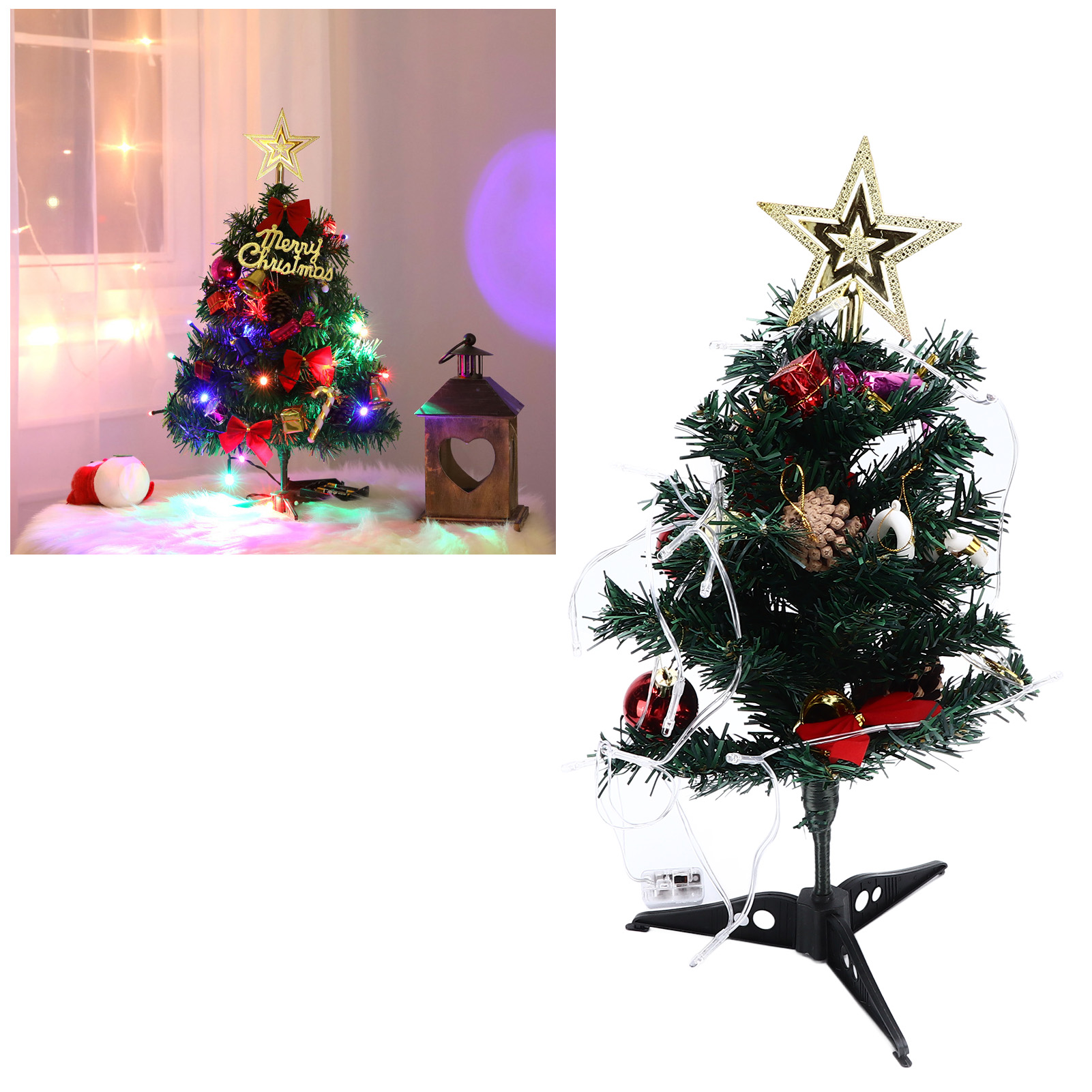 50 Cm Weihnachtsbaum-set Mit Lichterkette (mini-tischweihnachtsbaum Und Weihnachtsdekoration)