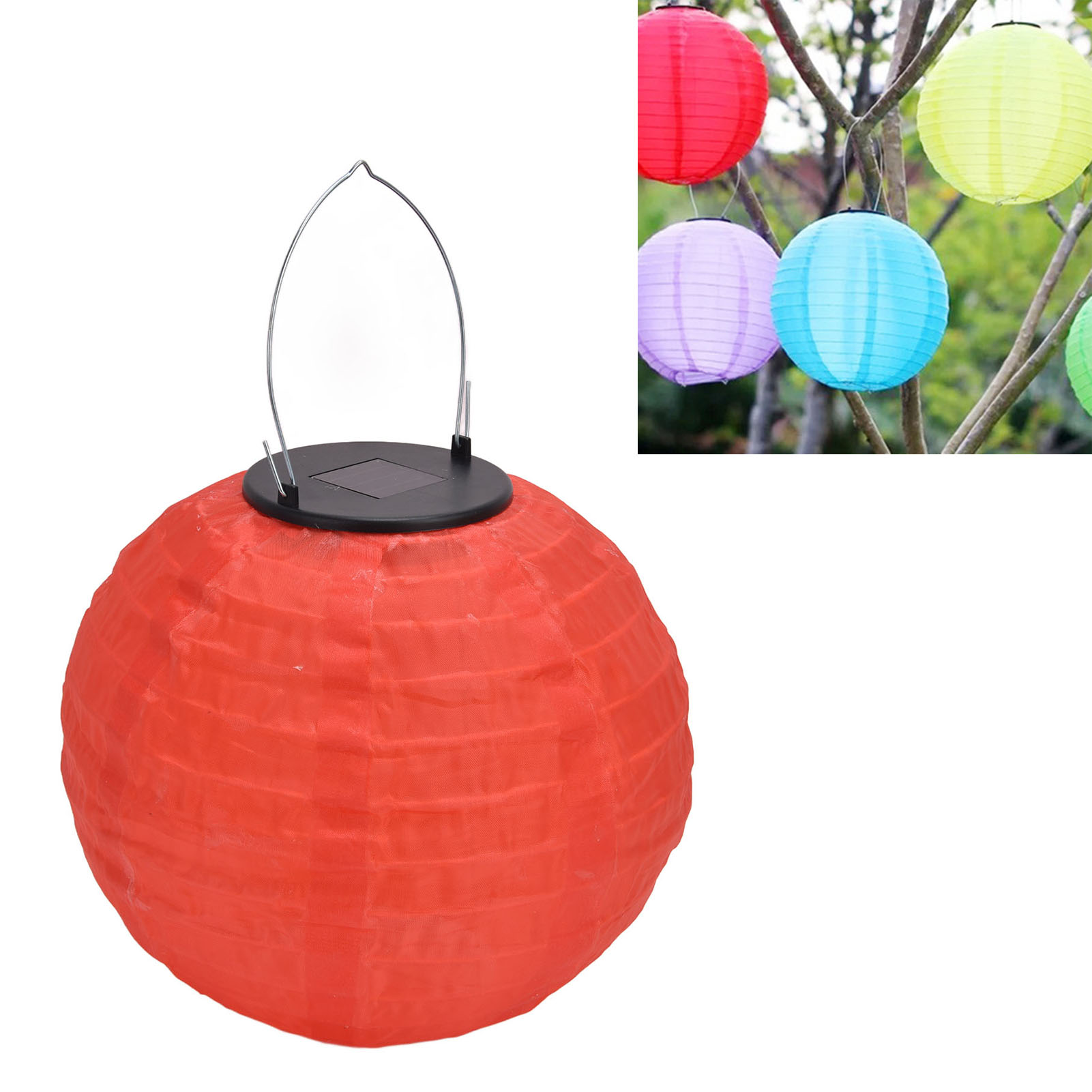 20 Cm (8 Zoll) Große Led-solarlaterne Aus Wasserdichtem Nylongewebe, Solarbetrieben, Kein Stecker Erforderlich, Ideal Für Hochzeiten, Haus- Und Gartendekoration. Rote Led-solarlaterne Aus Stoff.