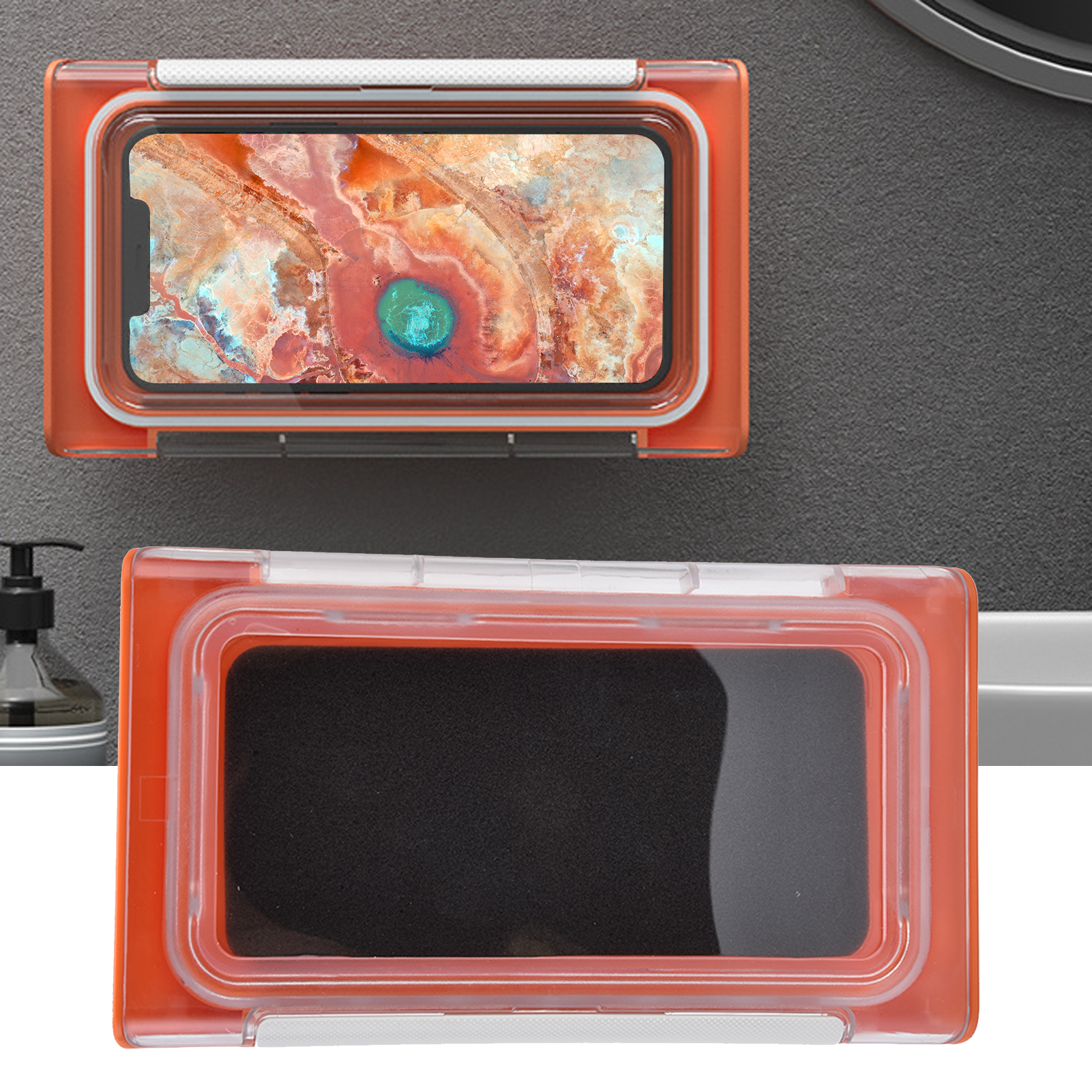Wasserdichte Tv-box Für Touchscreen-smartphones Zur Wandmontage, Mit Der Sie Filme Und Serien Unter Der Dusche Ansehen Können. (orange)