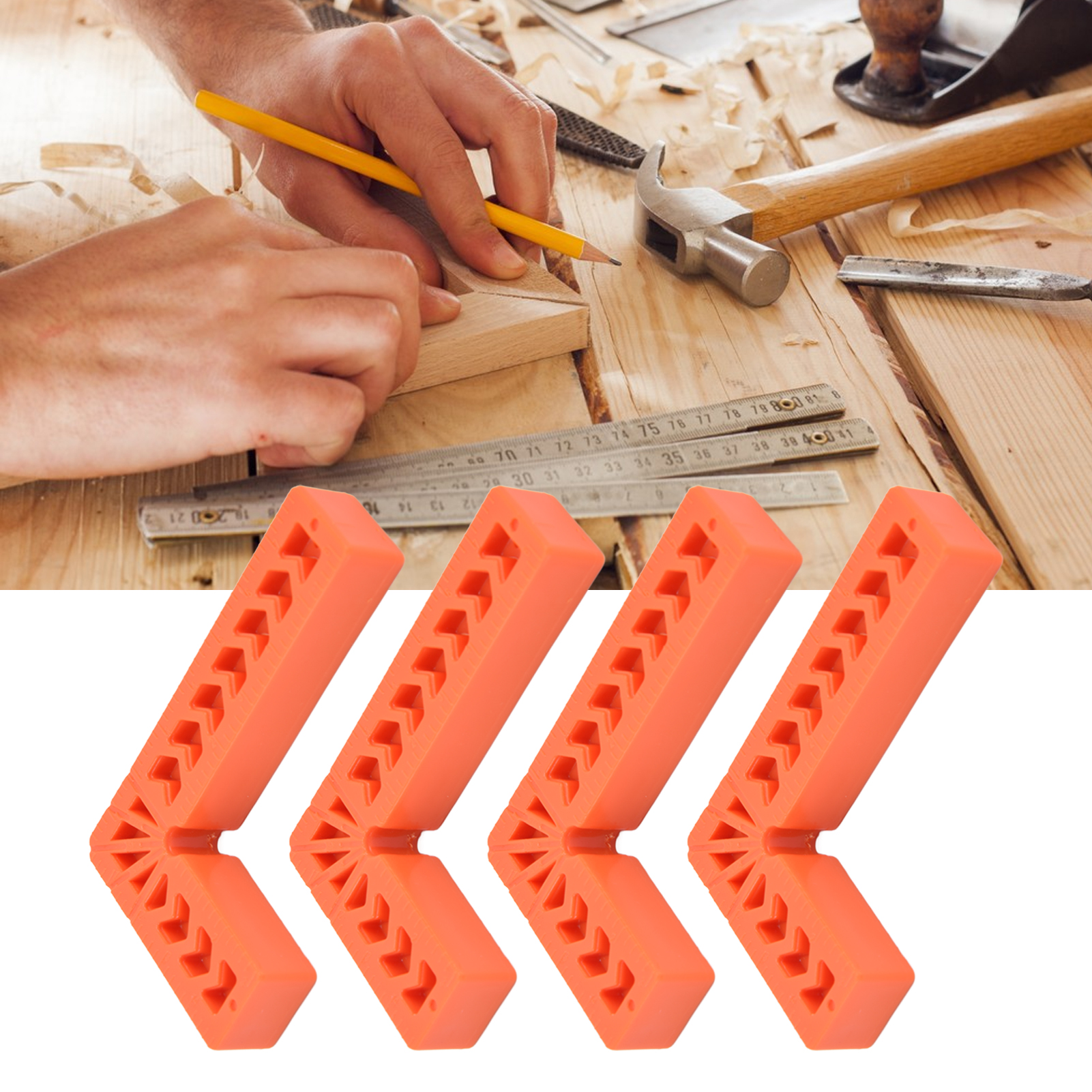Set Aus 4 Hilfswinkeln (90°), L-förmigem Winkel, Holzbearbeitungswerkzeug, Kunststoffwinkel, Winkelbefestigungsvorrichtung, 150 Mm (6 Zoll) Kunststoff-winkelblock.
