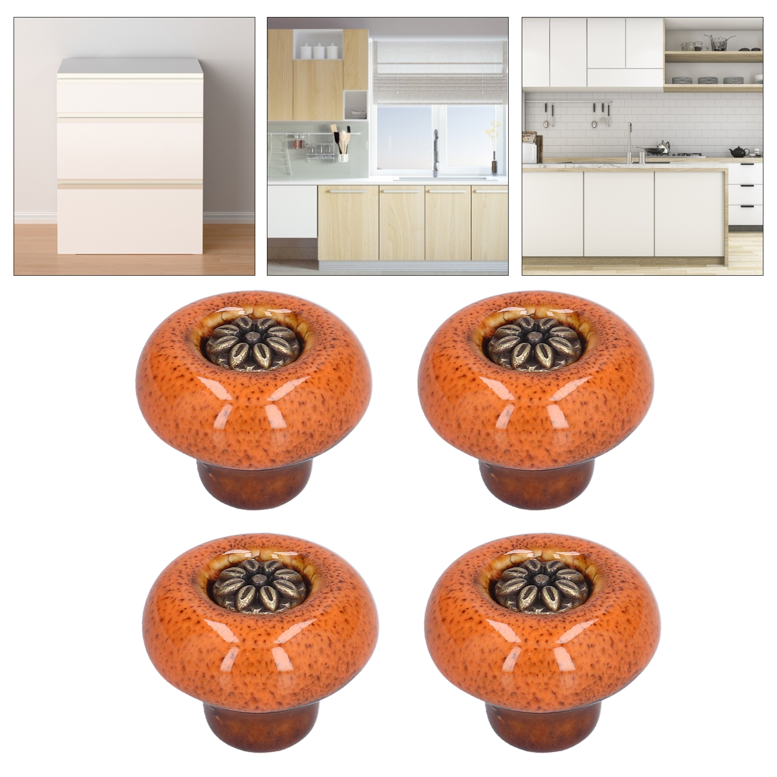 4 Lose Zu Verkaufen: Kleine Griffe Für Schranktüren, Schränke, Weinkeller, Schubladen, Vintage-stil, Leopardenmuster, Rund, Einzellochgriffe, Antikes Leopardenmuster, Orange.