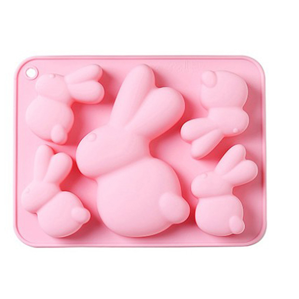 Silikon-osterhasen-kuchenform Mit 5 Mulden (rosa)