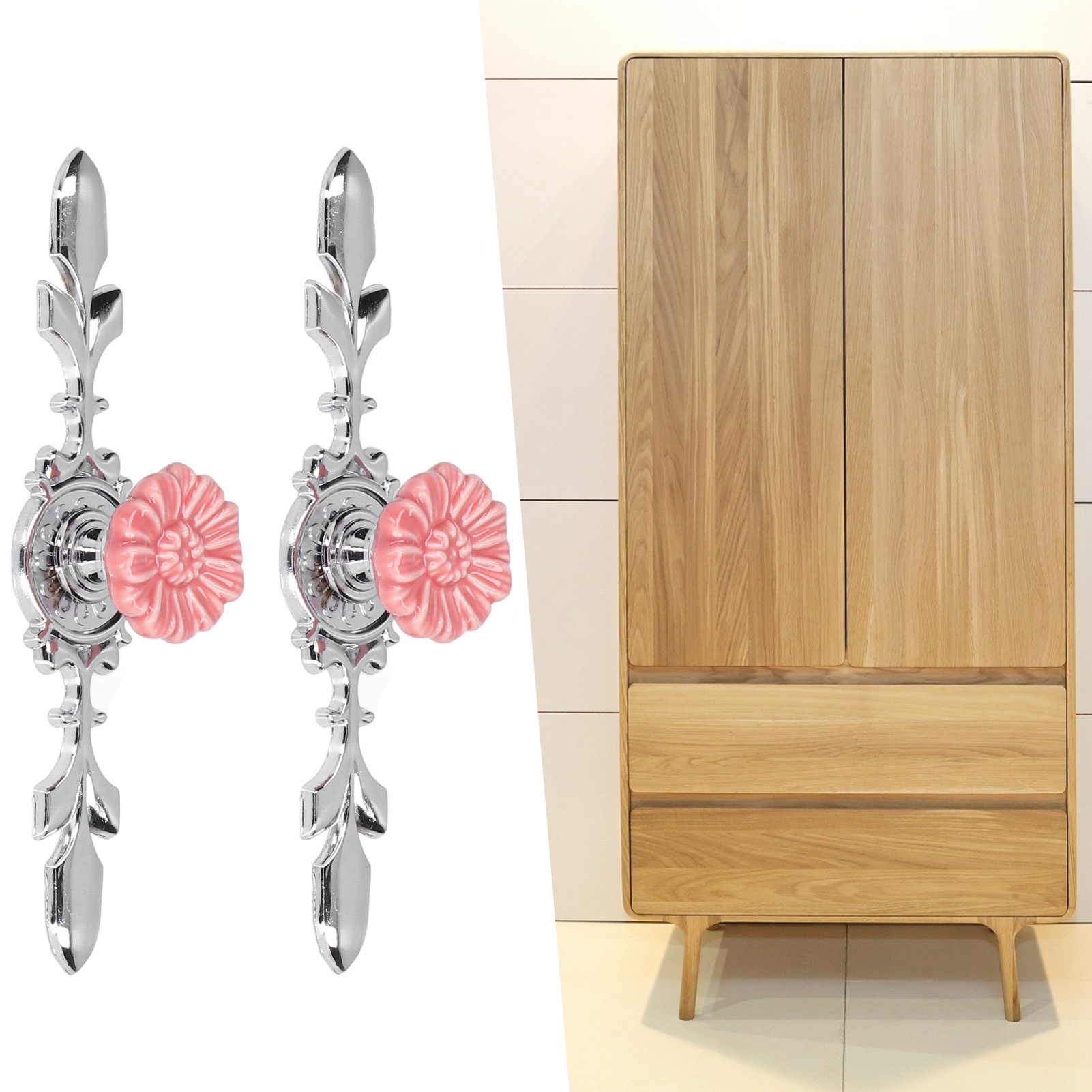 2 Sets Schrank- Und Regalgriffe Aus Keramik Und Zinklegierung, Moderner Minimalistischer Ländlicher Chinesischer Stil, Rosen, Referenz 1088d Sonnenblume.