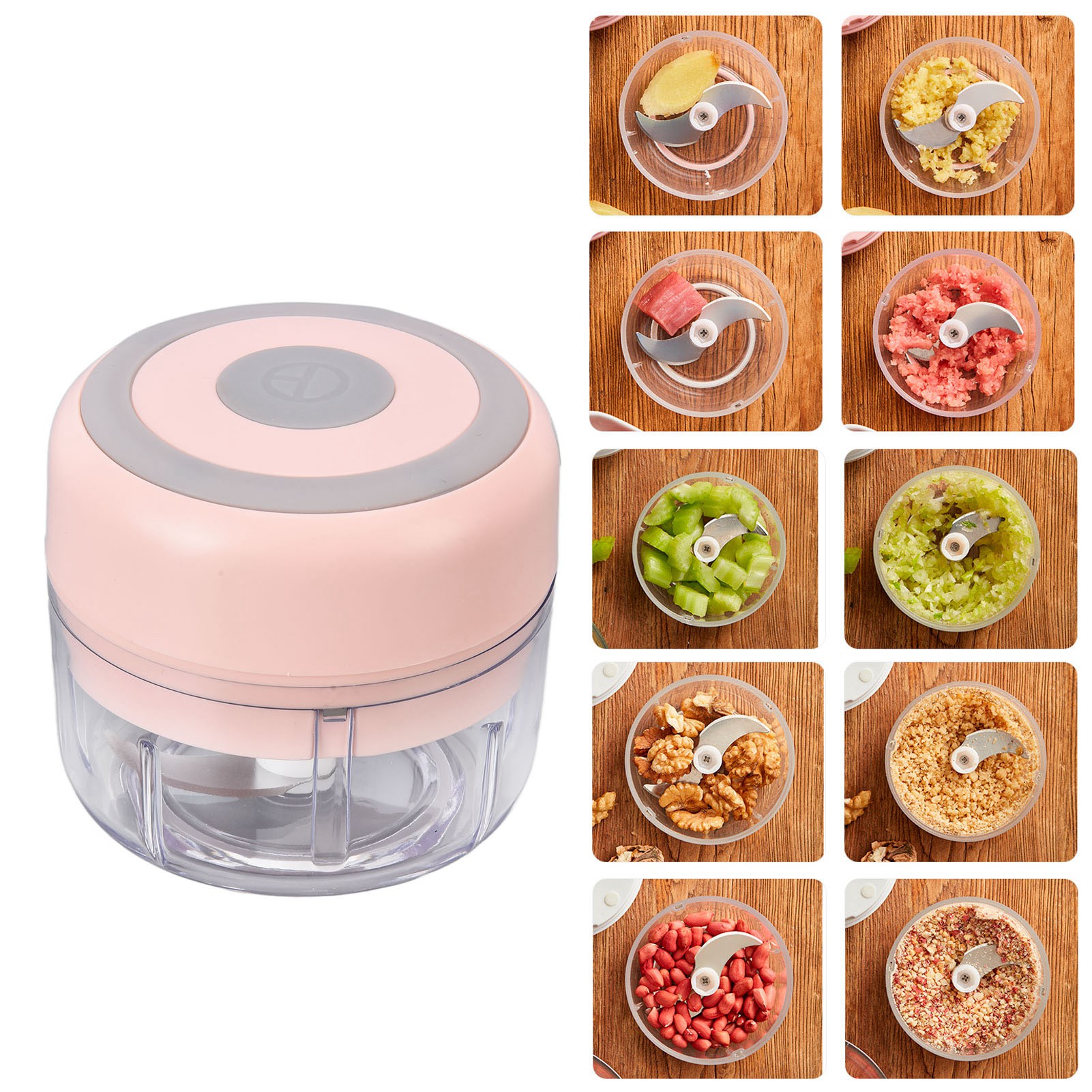 Double Leaf 100ml Usb-wiederaufladbarer Kabelloser Elektrischer Knoblauchzerkleinerer, Für Babynahrungszubereitung Und Zum Hacken (pink)
