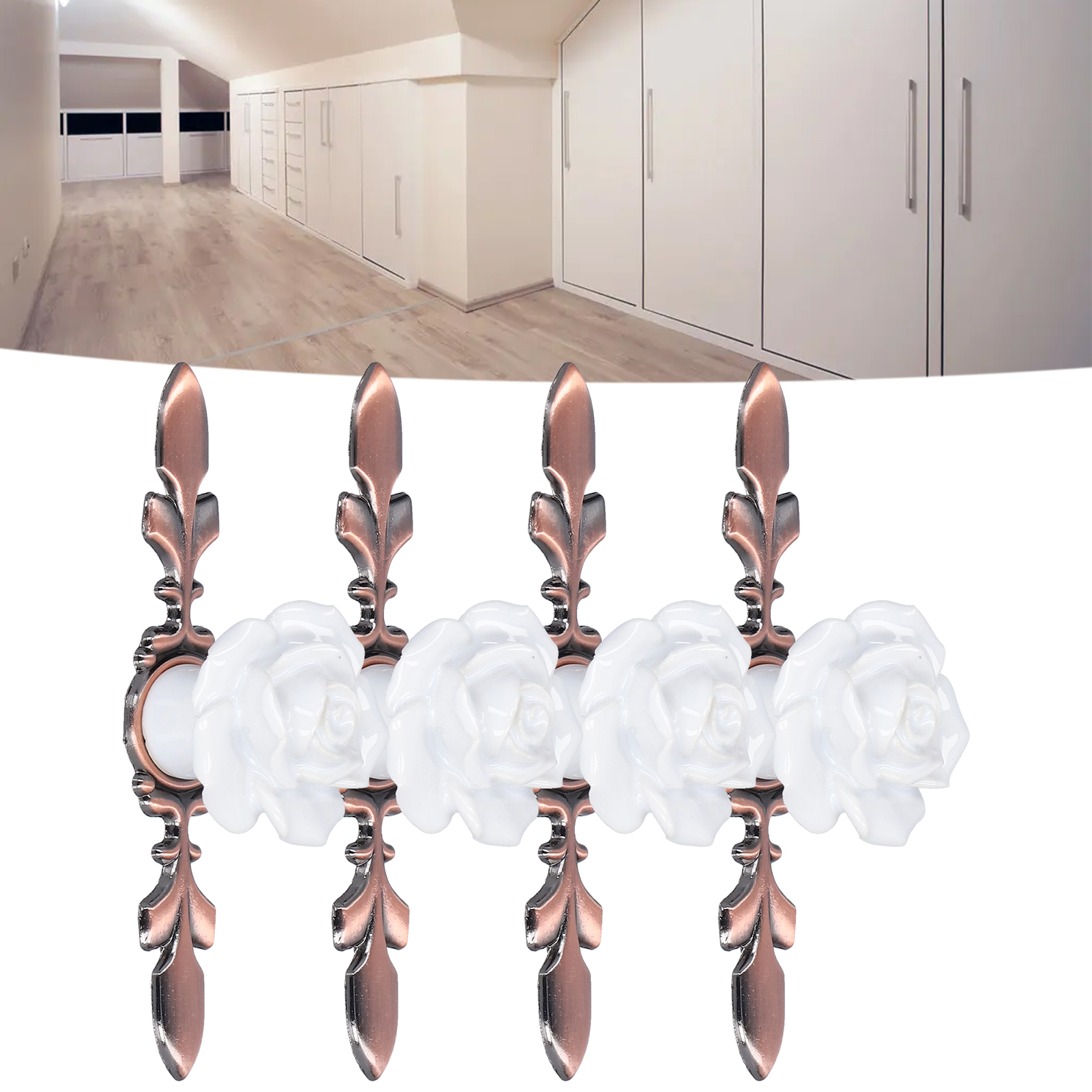Verkauft Im 4er-set, Einlochiger Griff Aus Antikroséfarbener Bronze, Möbel-/kleiderschrankgriff Im Europäischen Stil Aus Handgeformter Antikweißer Bronze.
