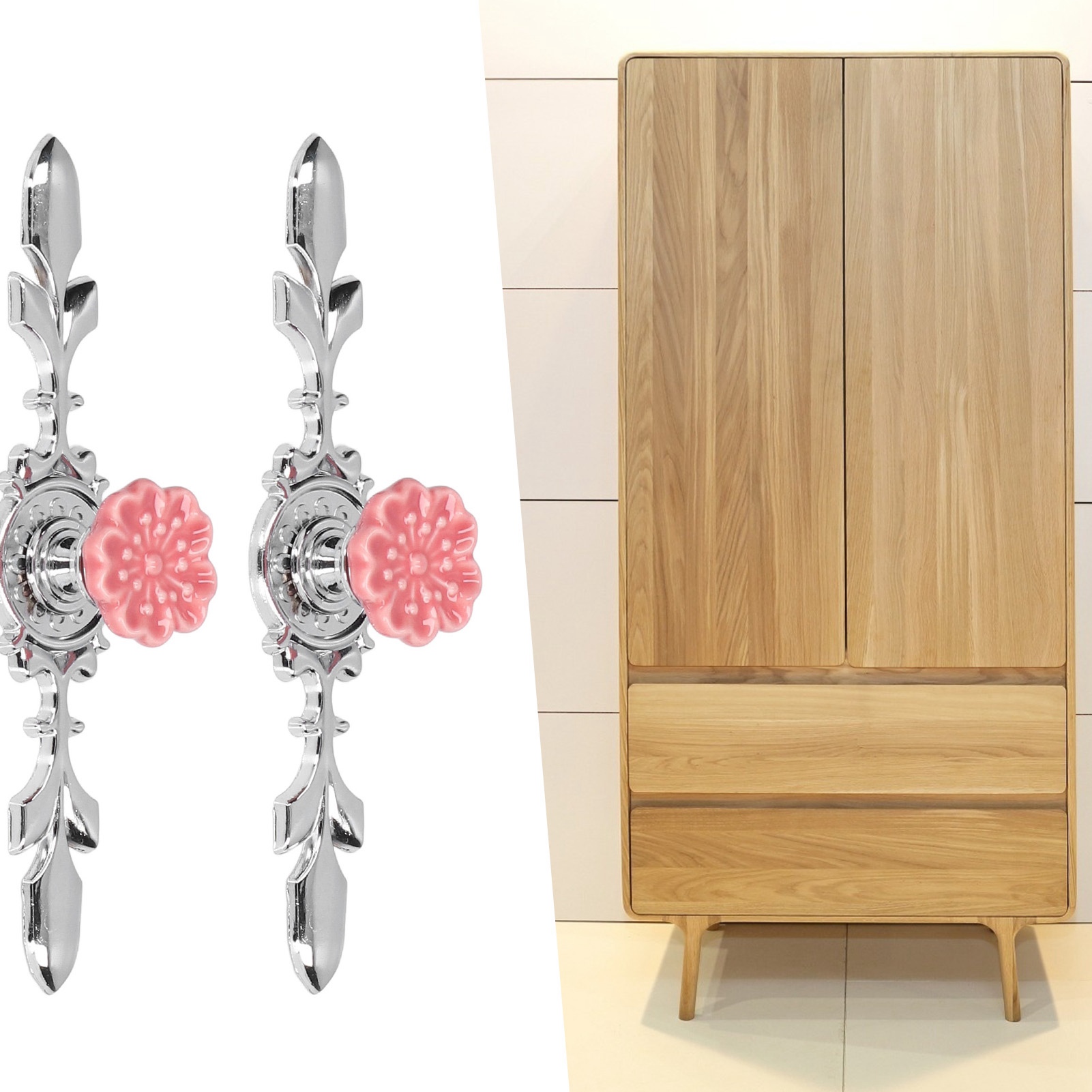 Spiele/zu Verkaufen Moderne Minimalistische Schrank- Und Regalgriffe Im Ländlichen Chinesischen Stil Aus Keramik Und Zinklegierung, Rosa Griffe, Magnolienblüten-design 1088d.