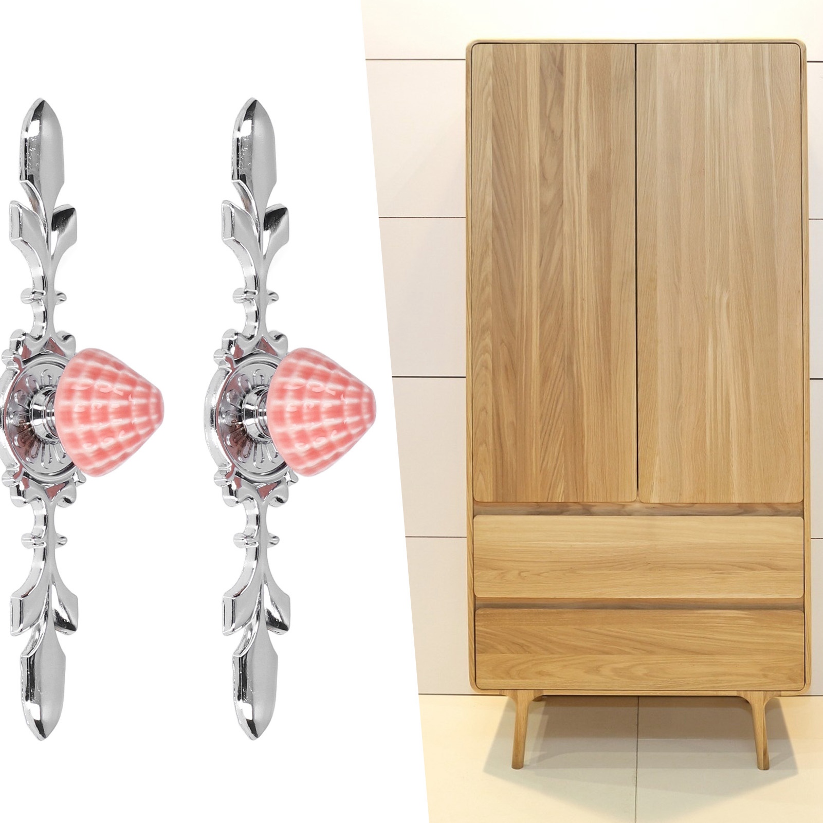 2 Sets/zu Verkaufen: Schrank- Und Garderobengriffe Aus Keramik Und Zinklegierung Im Modernen Minimalistischen Ländlichen Chinesischen Stil, Rosa Griffe, Muschelform 1088d.
