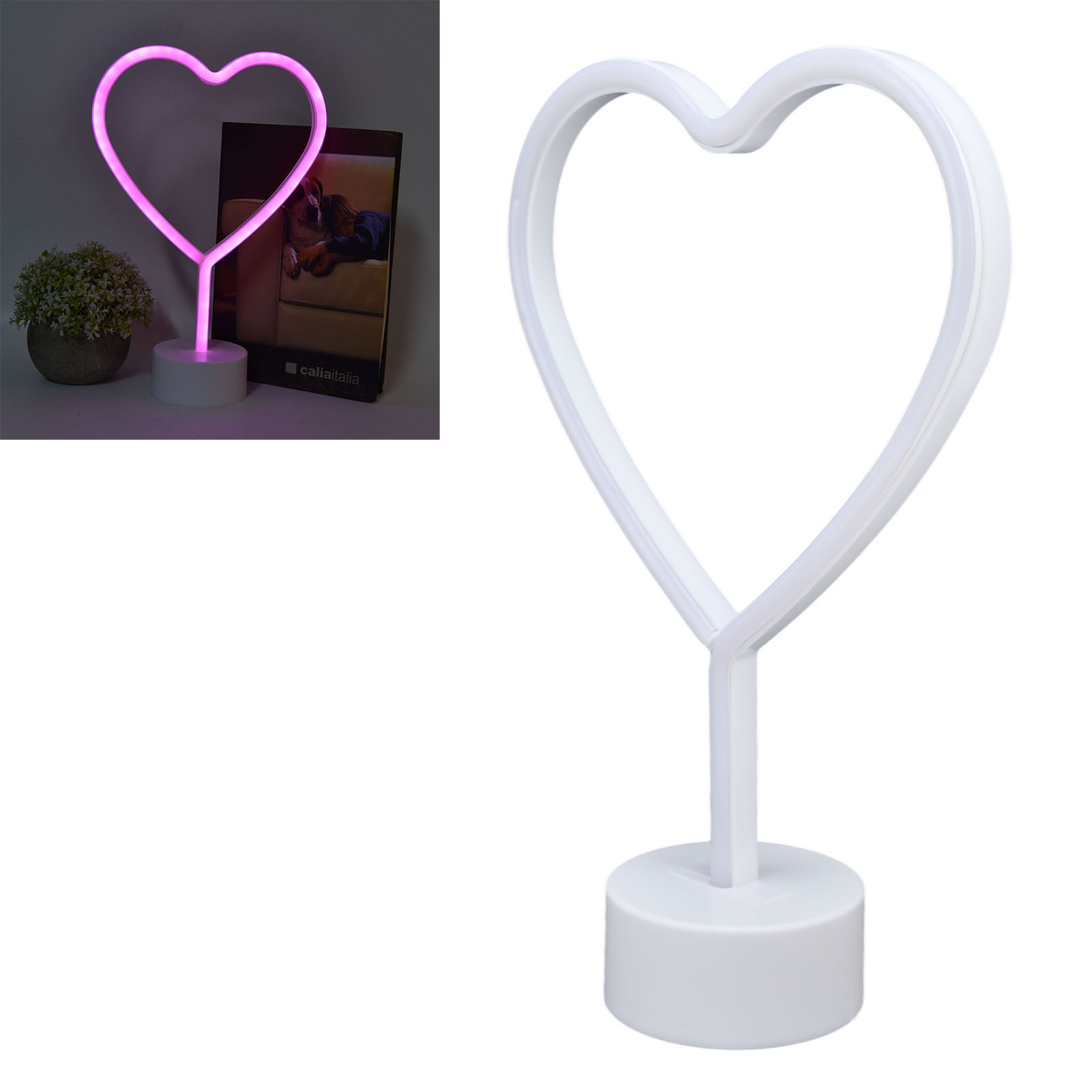 Herzförmiges Led-leuchtschild Mit Sockel, Batteriebetrieben, Rosa Dekoration Für Zuhause, Schlafzimmer, Hochzeit, Geburtstagsfeier, Rosa Licht.