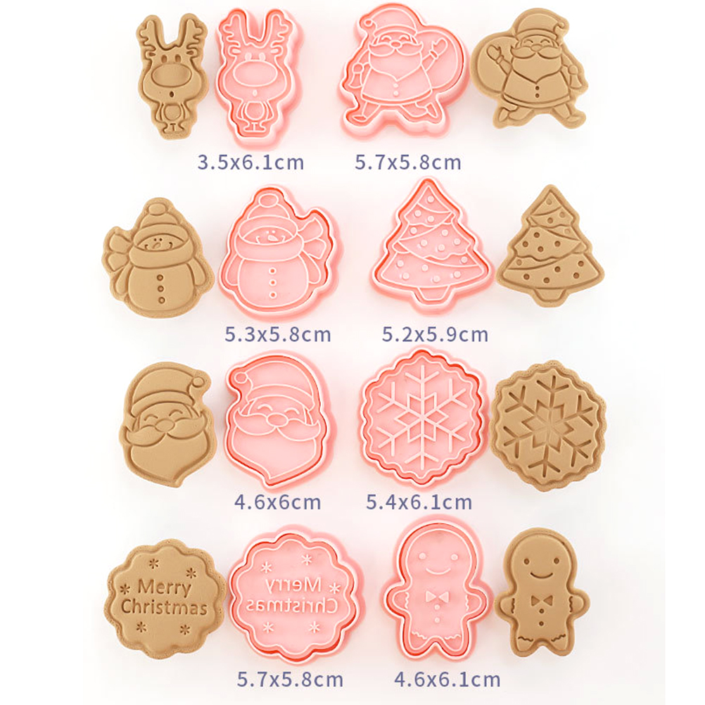 Weihnachtsplätzchen-ausstechform-set, 8-teiliges Set, Cartoon-weihnachtsmann, Lebkuchenmann, Weihnachtsbaum, Ausstechform Zum Ausstechen Von Plätzchen, Weihnachtsset A, 8 Teile.