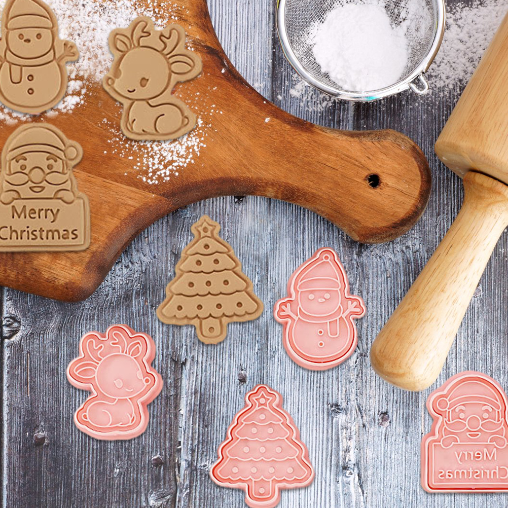 8-teiliges Weihnachtsplätzchen-ausstechformen-set, Weihnachtsfondantform Mit Cartoon-motiven, 8-teiliges Weihnachts-set C