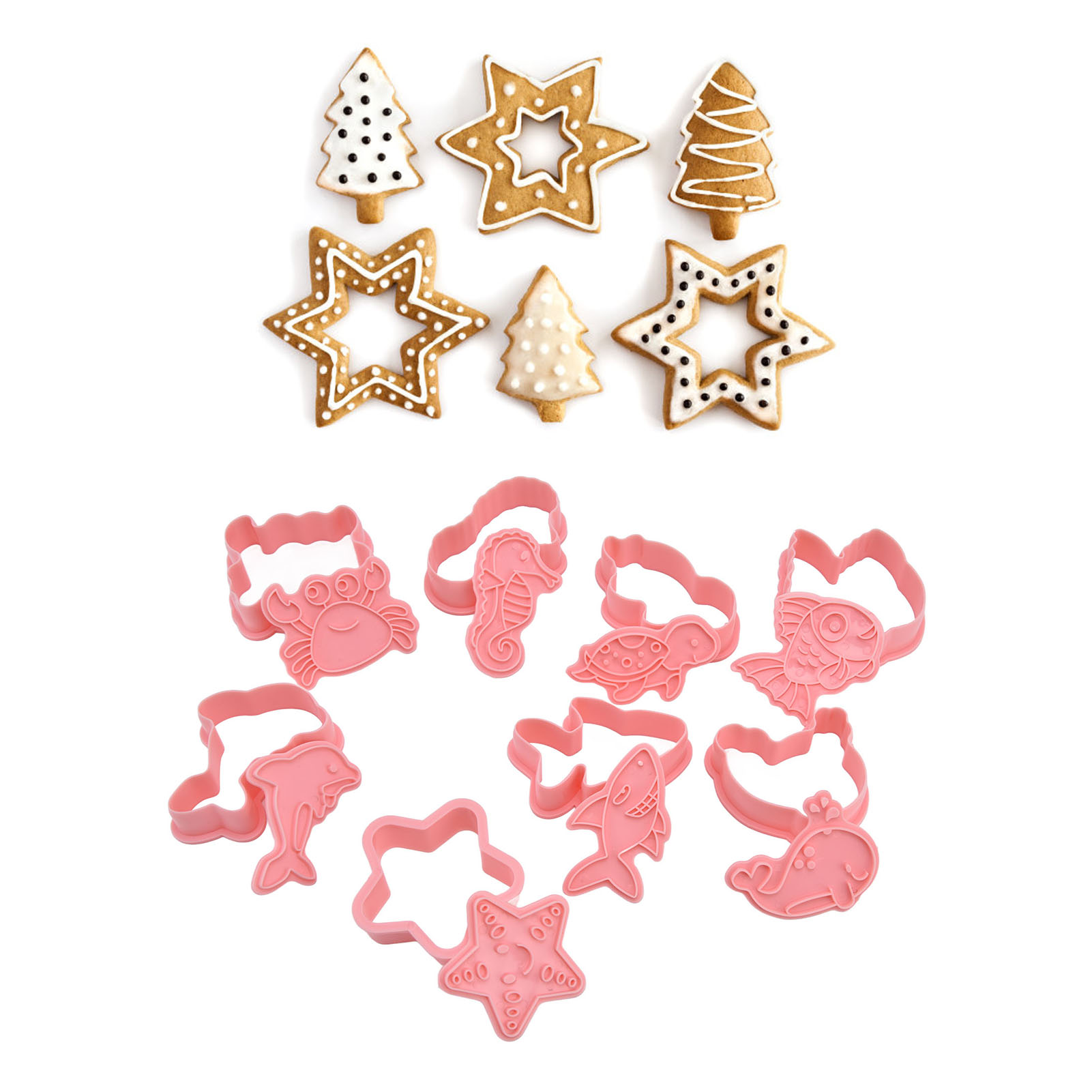 Ausstechformen Aus Kunststoff Mit Meerestiermotiven, 3d, Cartoon-stil, Backmatte, Zum Kochen Und Backen.