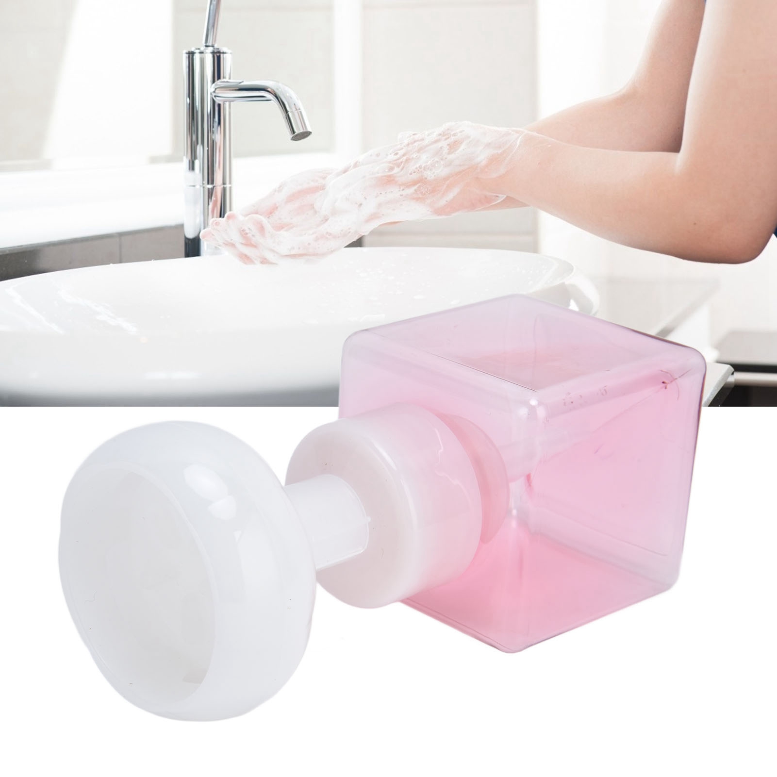 250-ml-schaumflasche Aus Petg In Blütenform. Blütenförmige Kunststoffflasche Für Schäumendes Handdesinfektionsmittel. Kosmetik-schaumspenderflasche Für Puder. Transparente, Quadratische Flasche In Blü