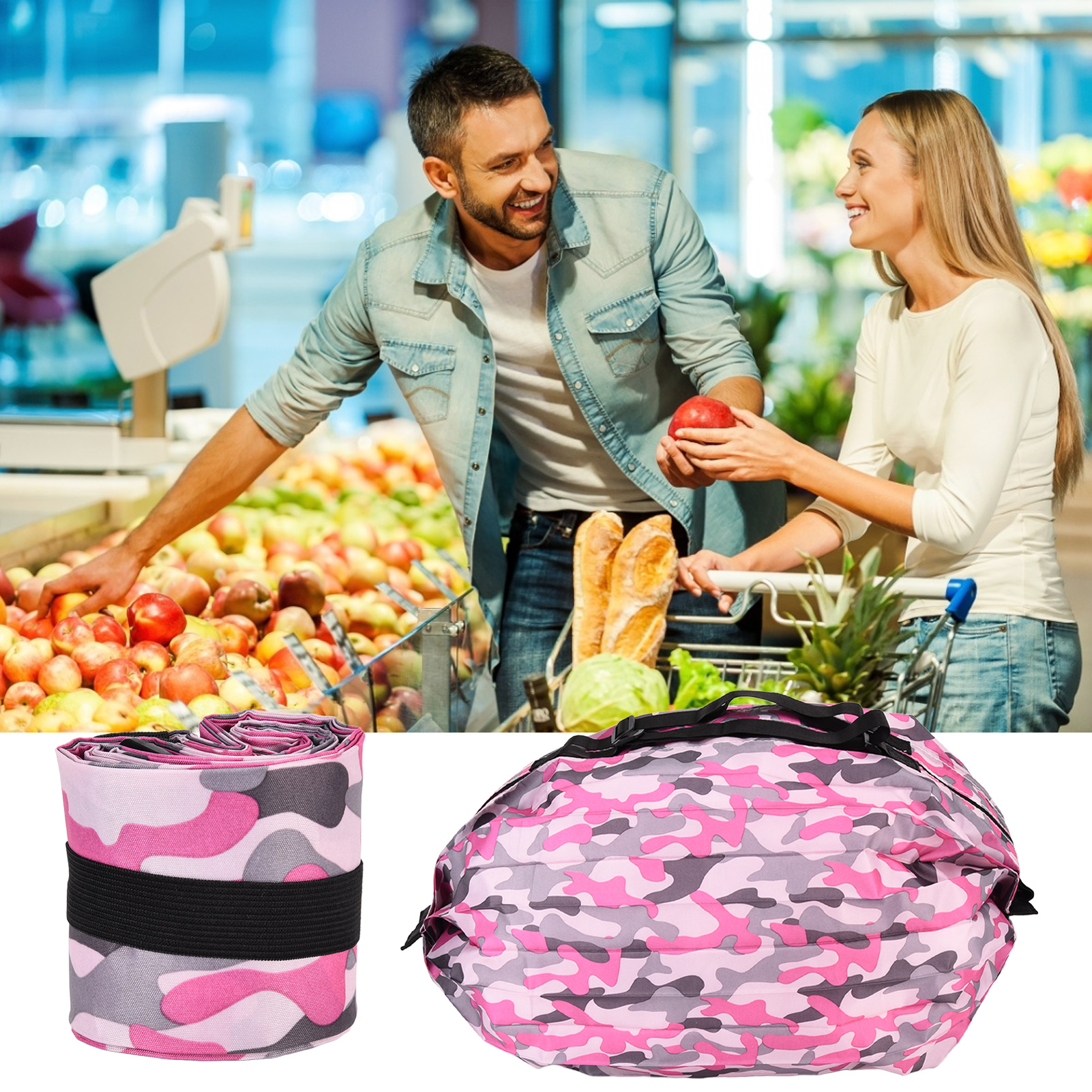 Wasserdichte, Faltbare Reisetasche Aus Polyester Im Akkordeon-stil, Großes Fassungsvermögen, Japanisches Design, Tragbar, Rosarotes Tarnmuster