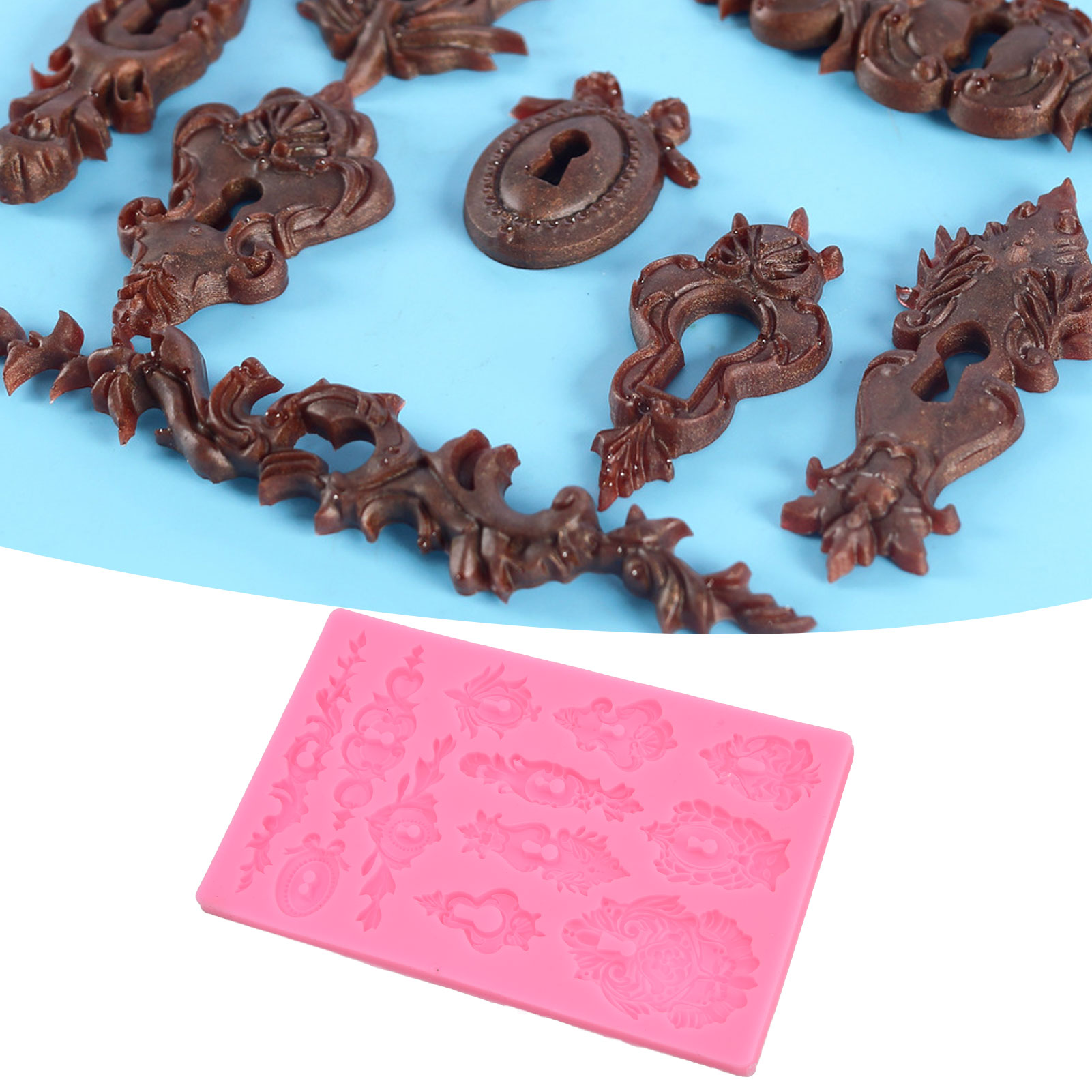 Silikonform Mit Europäischem Retro-prägemuster Zum Dekorieren Von Fondanttorten Und Pralinen, Ideal Für Diy-backprojekte.