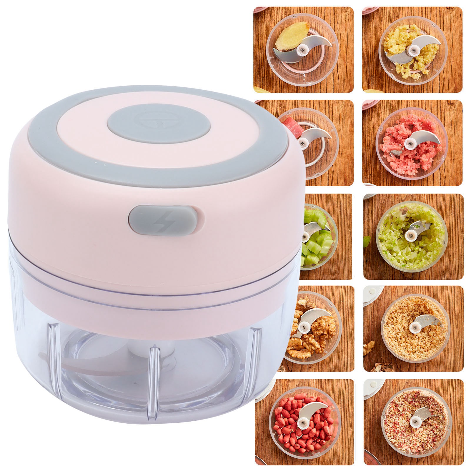 Kabellose Elektrische Knoblauchpresse Mit Doppelklingen, 100 Ml, Knoblauchmühle, Knoblauchzerkleinerer, Knoblauchmühle, Usb-aufladbar, Pink