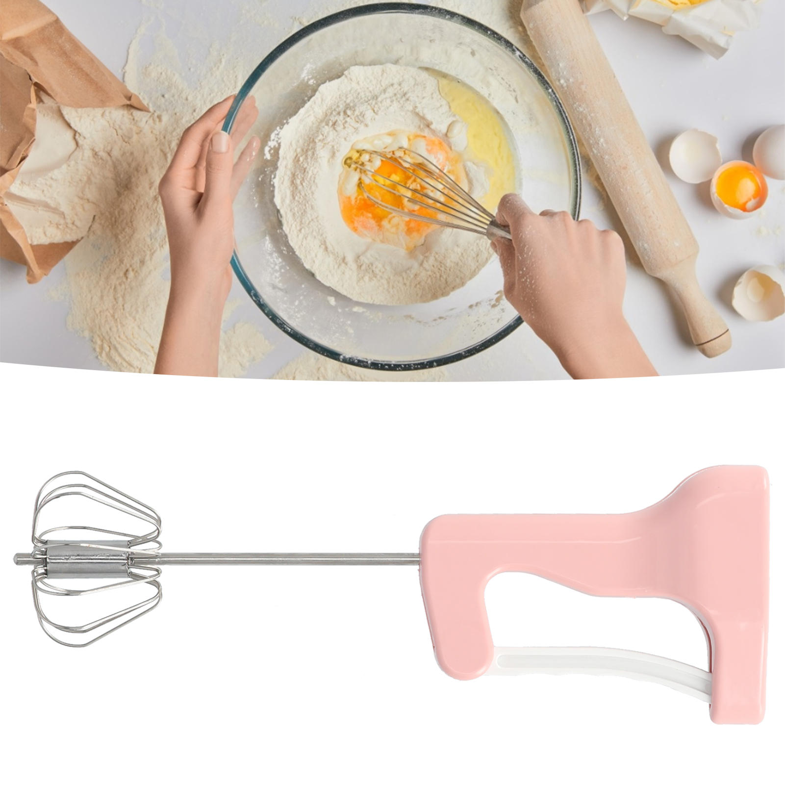 Halbautomatischer Druck-eierquirl, Mehl- Und Buttermischer, Mini-eierquirl Für Unterwegs, Küchenhelfer Zum Backen
