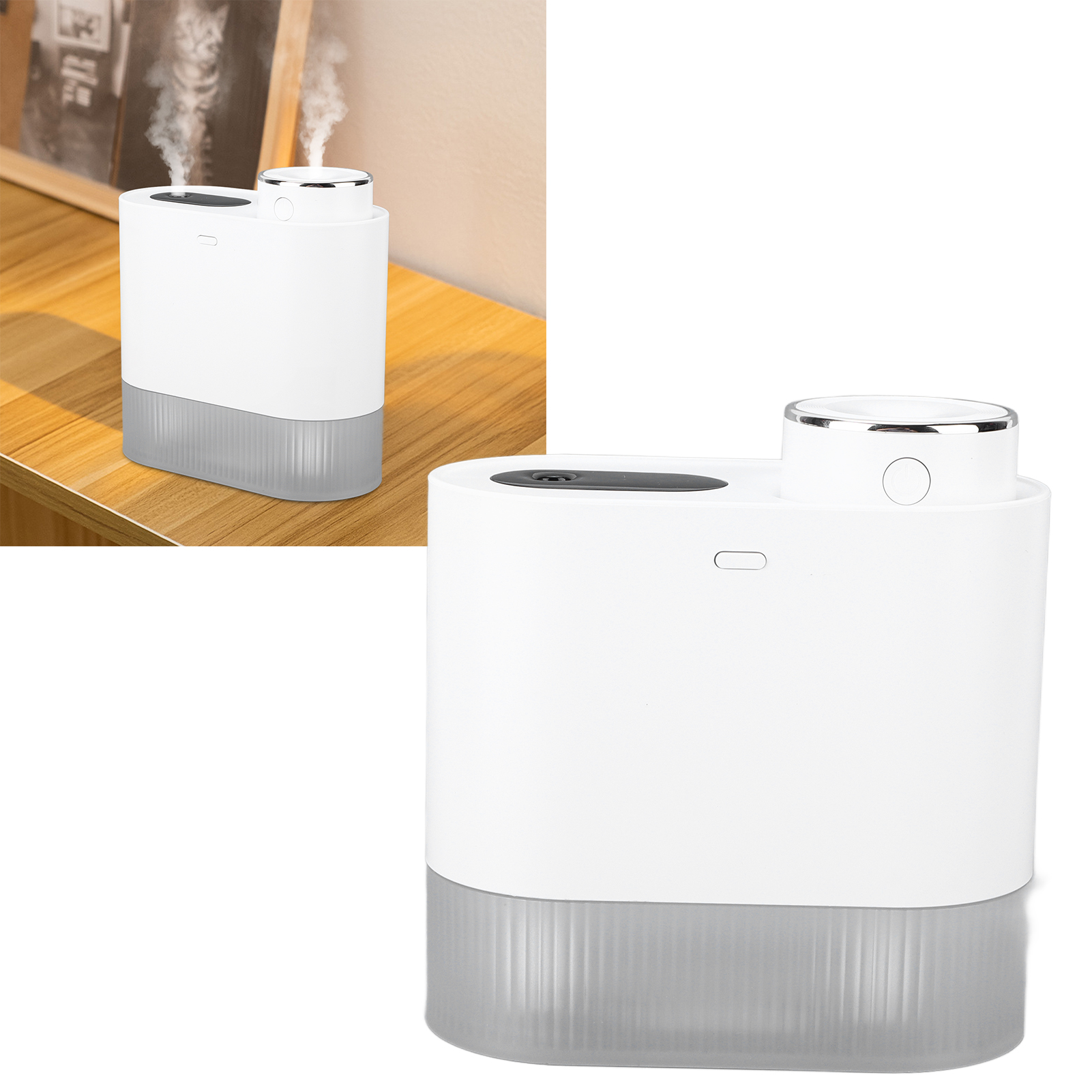 Luftbefeuchter Mit Großem Fassungsvermögen (450 Ml), Doppelsprühfunktion, Intelligentem Digitaldisplay, Abnehmbarem Und Unabhängig Steuerbarem Luftbefeuchter, Usb-aufladbar, Weiß.