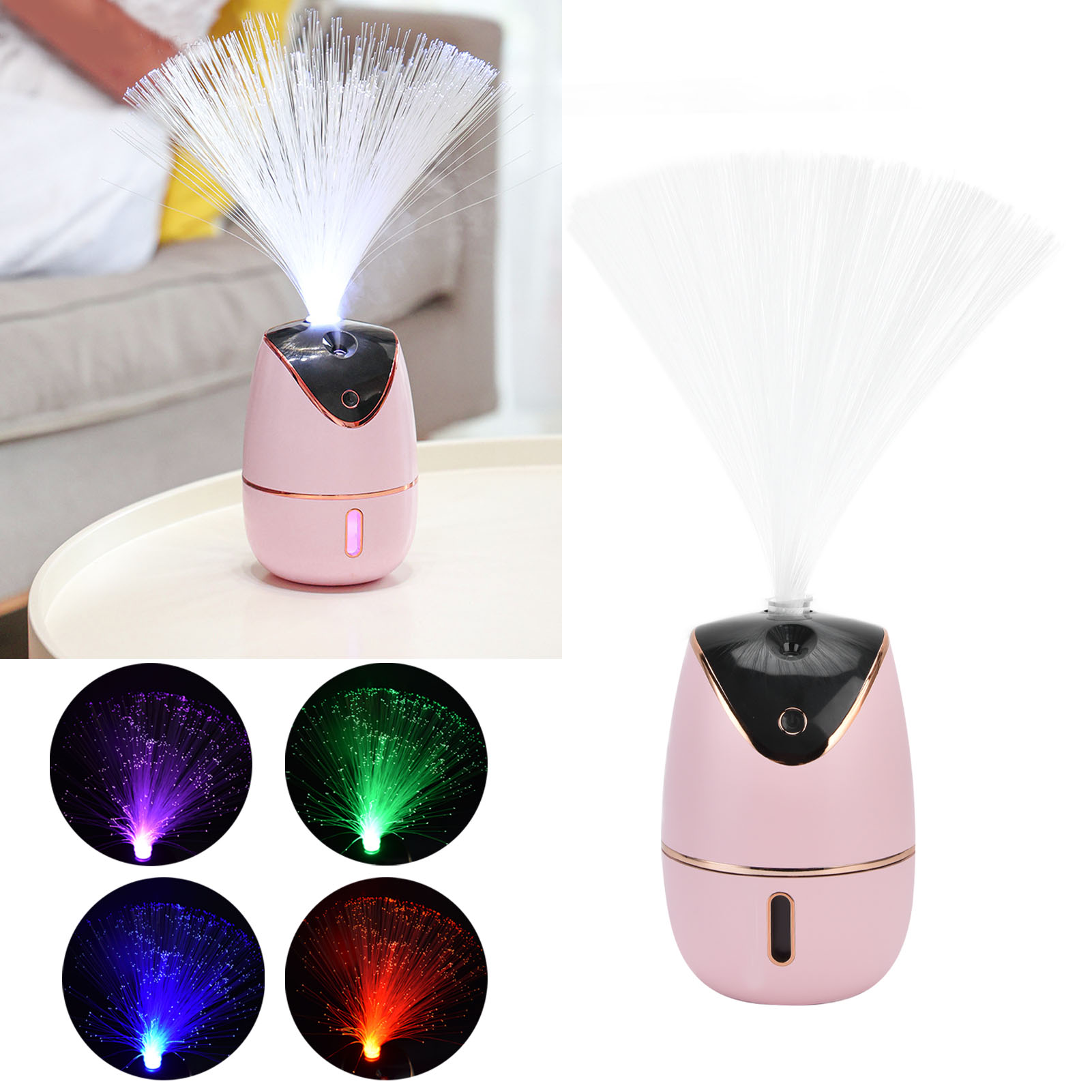 Luftbefeuchter Mit Großem Fassungsvermögen (540 Ml), Sternenklarer Farbverlauf, Auto-luftbefeuchter, Usb-aufladbar, Rosa.