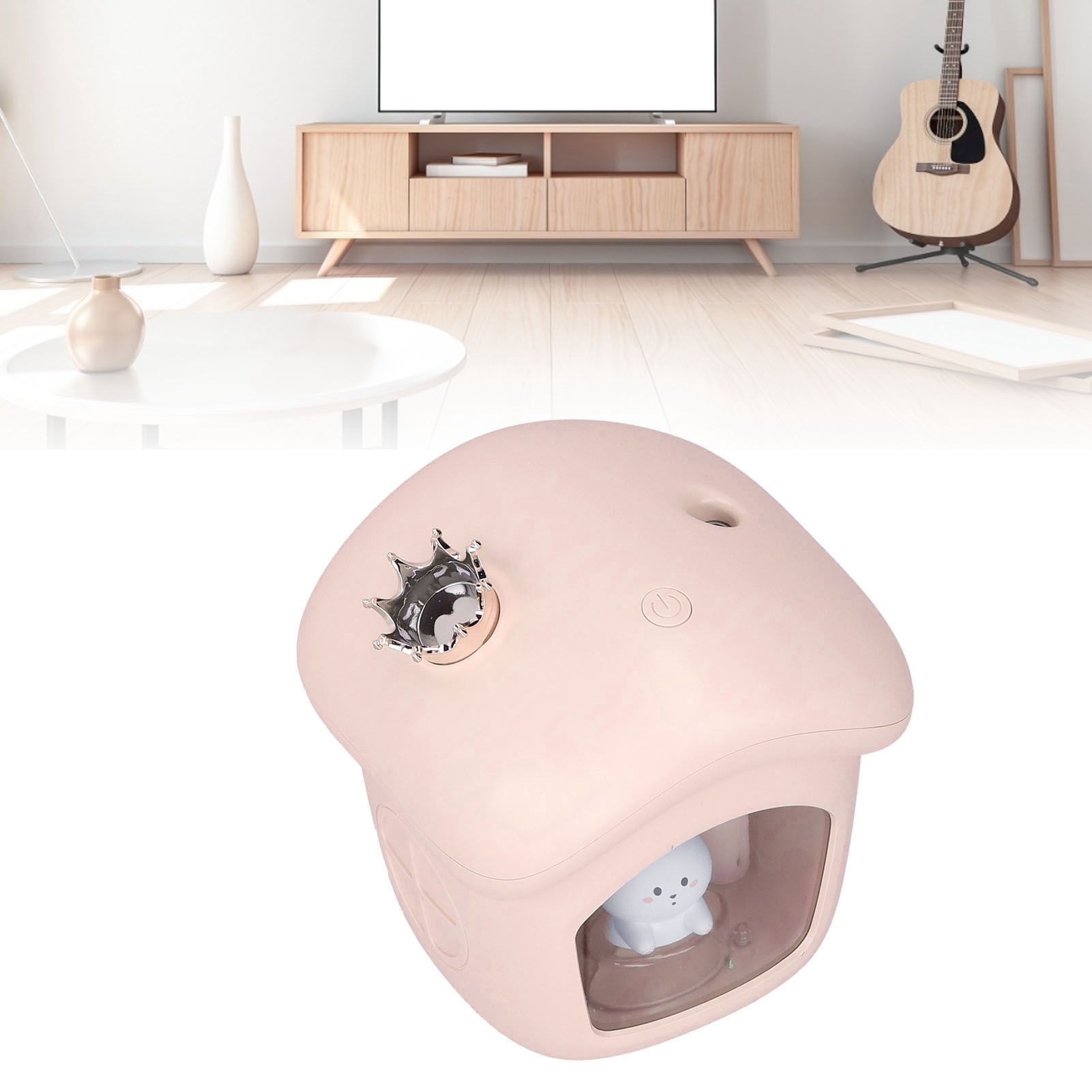 Kronenförmiger Luftbefeuchter Für Haustiere (350 Ml), Mit Nachtlicht, Sichtbarem Wassertank, Usb-aufladbar, Rosa.