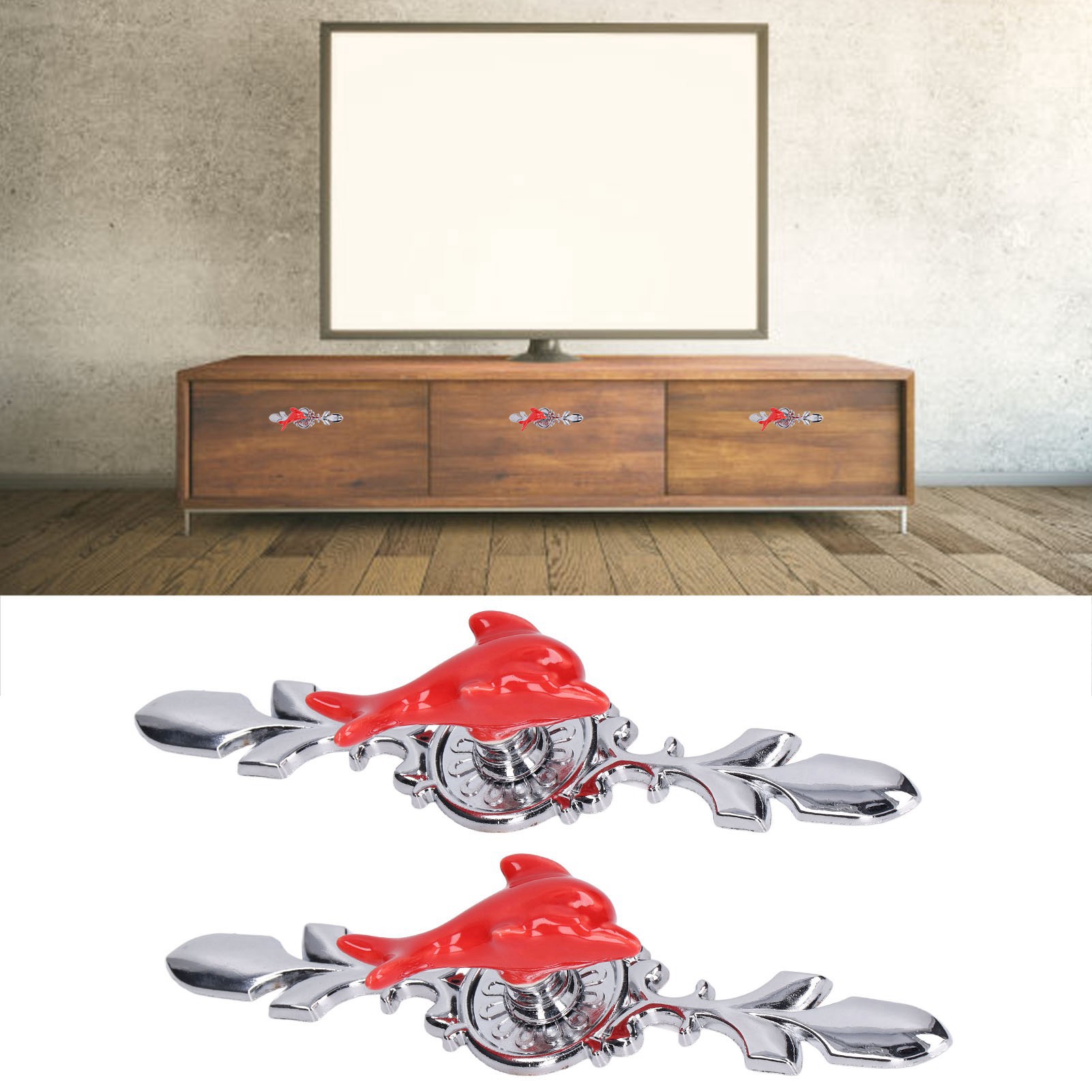 Zwei Sets Zu Verkaufen: Moderne Küchenmöbel Im Minimalistischen Europäischen Stil, Bestehend Aus Schränken, Schubladen, Regalen Und Schuhschränken. Farbige, Runde Einlochgriffe, Rot (1077d Red Dolphin