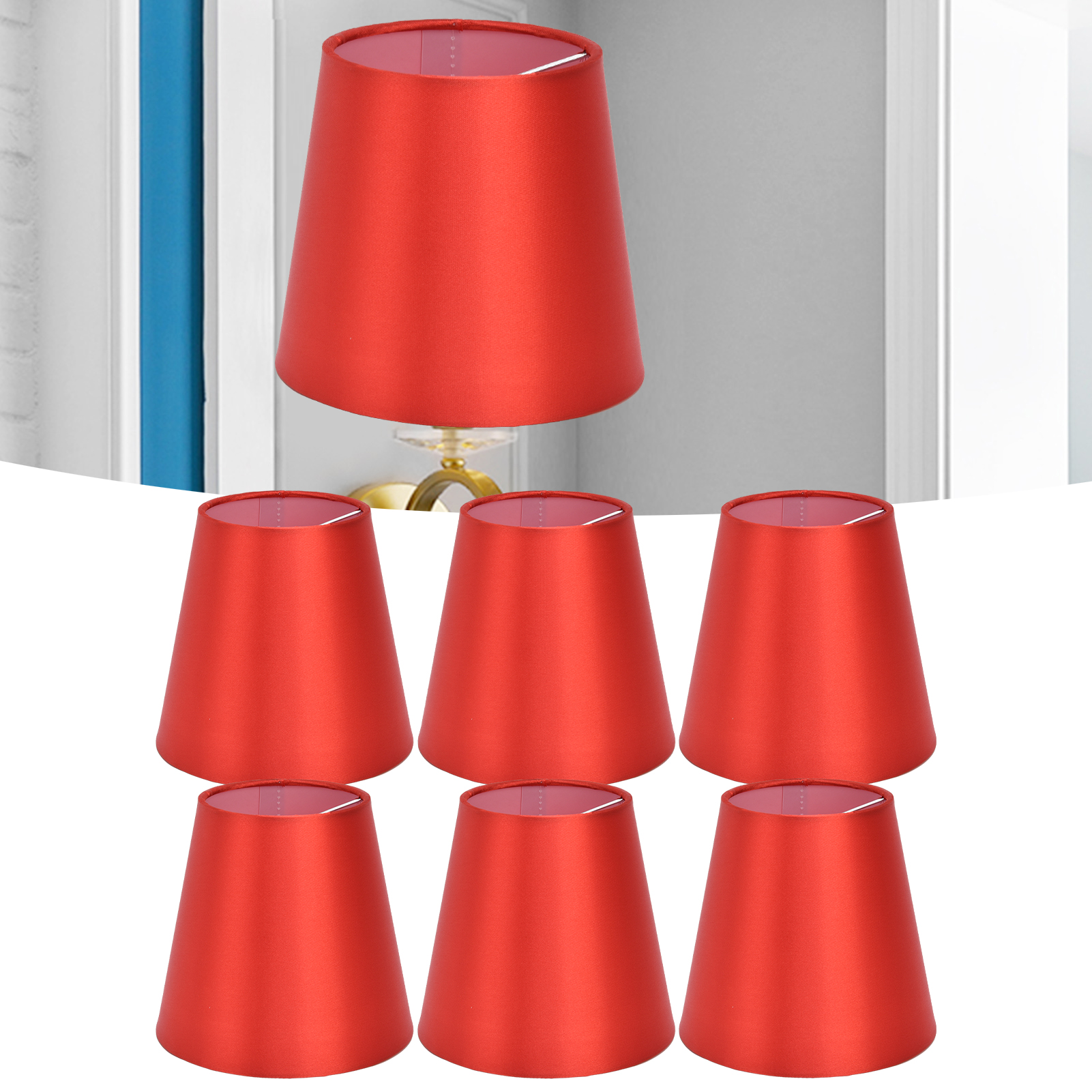 Lampenschirm Aus Stoff, Minimalistischer Europäischer Stil, Geeignet Für Klemm-, Steh-, Tisch-, Pendel- Und Wandlampen, Leuchtend Rot, Px150