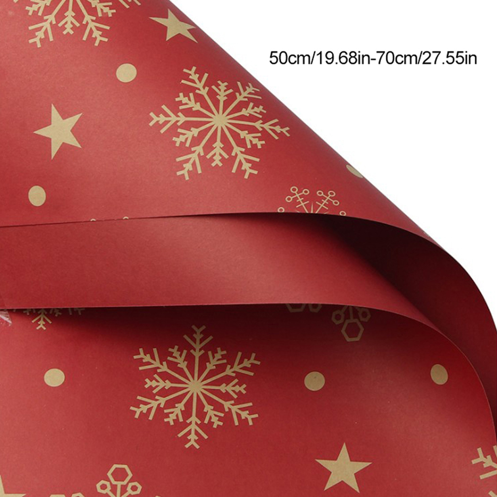 Doppelseitig Farbig Bedrucktes Kraftpapier Zum Einpacken Von Weihnachtsgeschenken, Rotes Schneeflockenmuster, 50 X 70 Cm