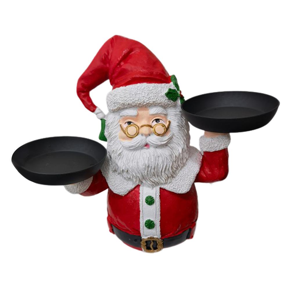 Weihnachtsmann-tablett, Schneemann-snackdisplay, Kunstharzartikel, Spielzeug, Dekorationen Mit Tablett, Weihnachtsmann-kellner Mit Tablett 8034
