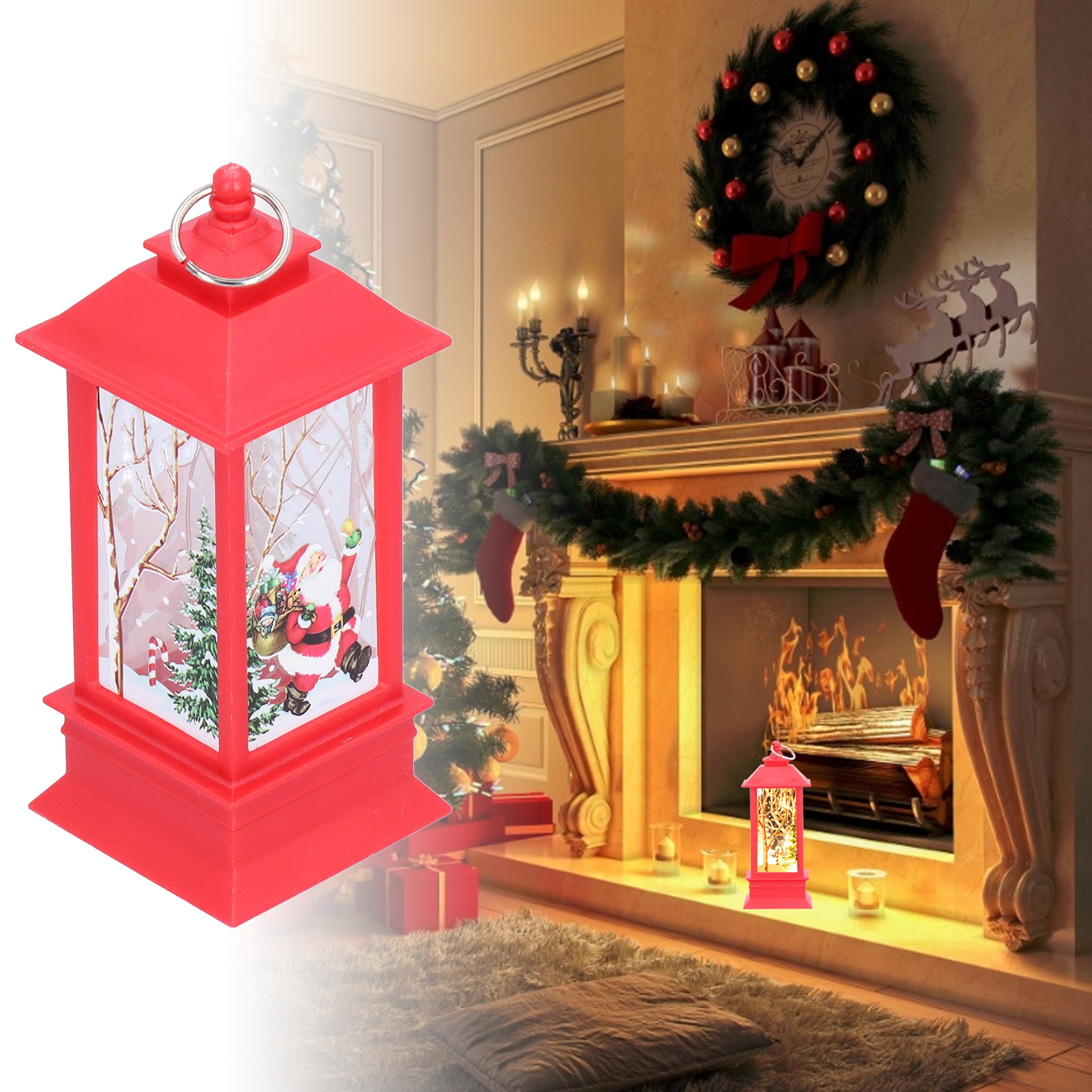 Weihnachtsdekoration, Tragbare Öllampe, Led-weihnachtsschmuck Für Senioren, Weihnachtsgeschenk Für Kinder, Rot.