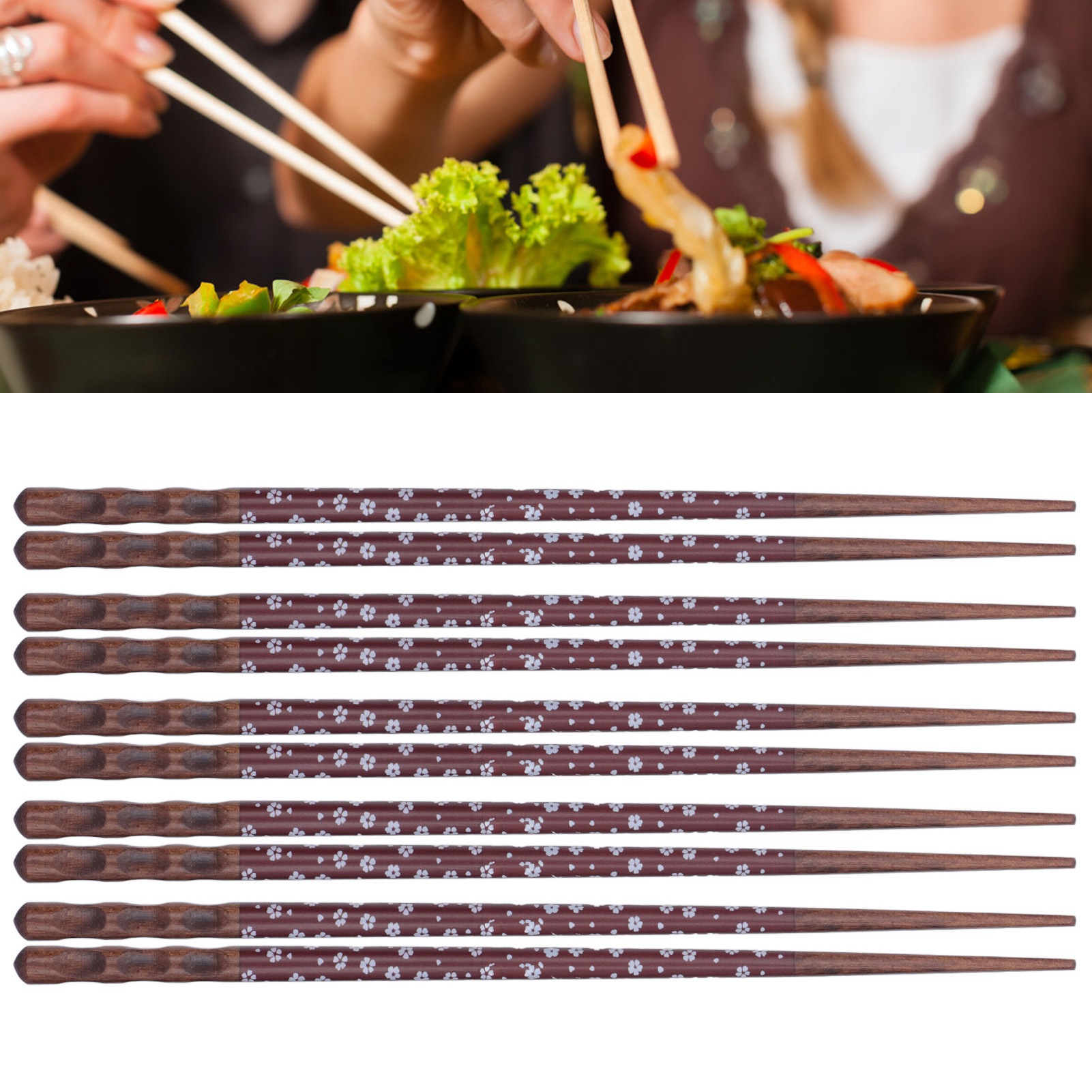 Spitz Zulaufende Küchenstäbchen Mit Schildpattmuster, Heißversiegelbar, Für Sushi Und Desserts, Aus Holz, Rot.